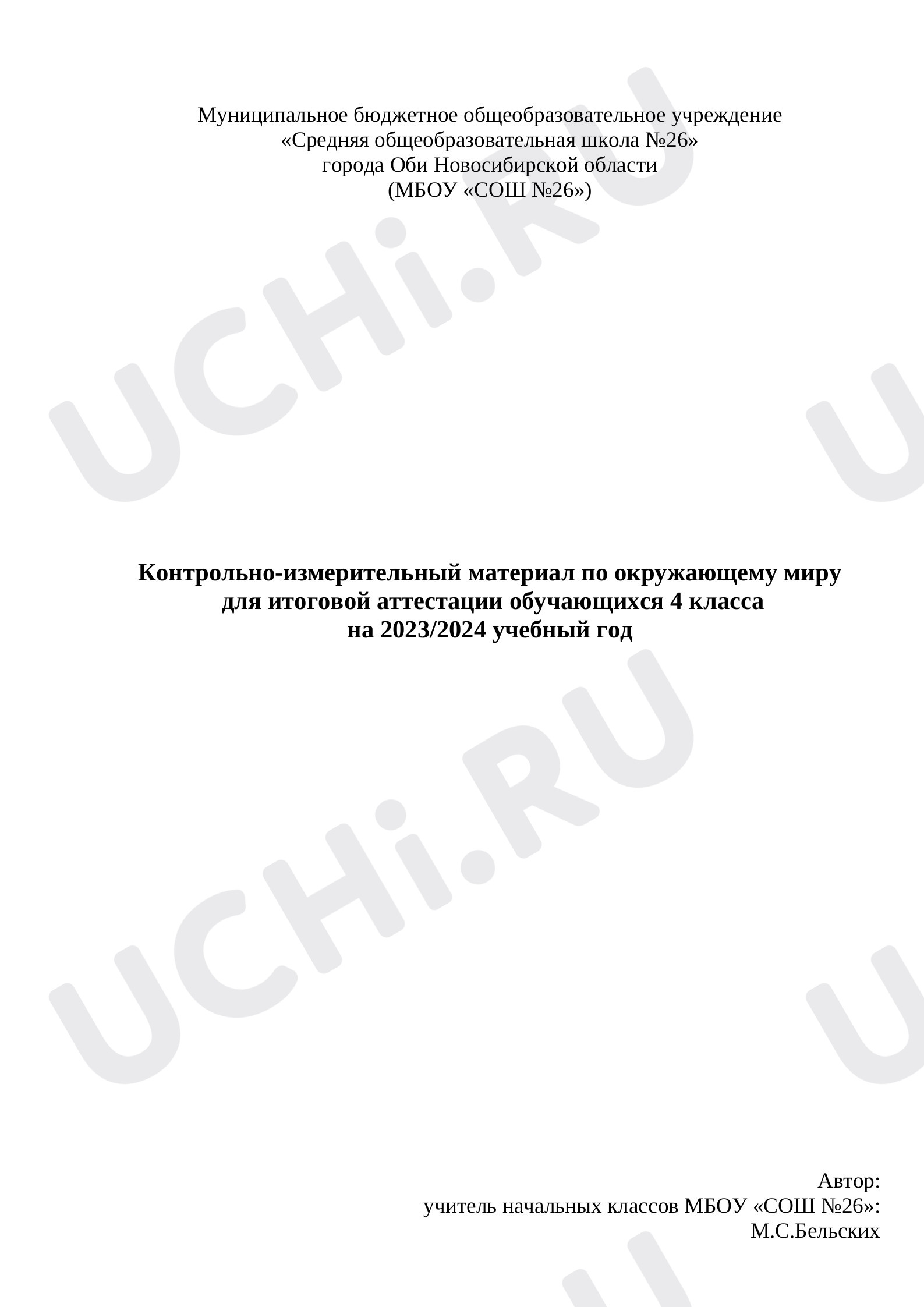 Предпросмотр материала Итоговая контрольная работа