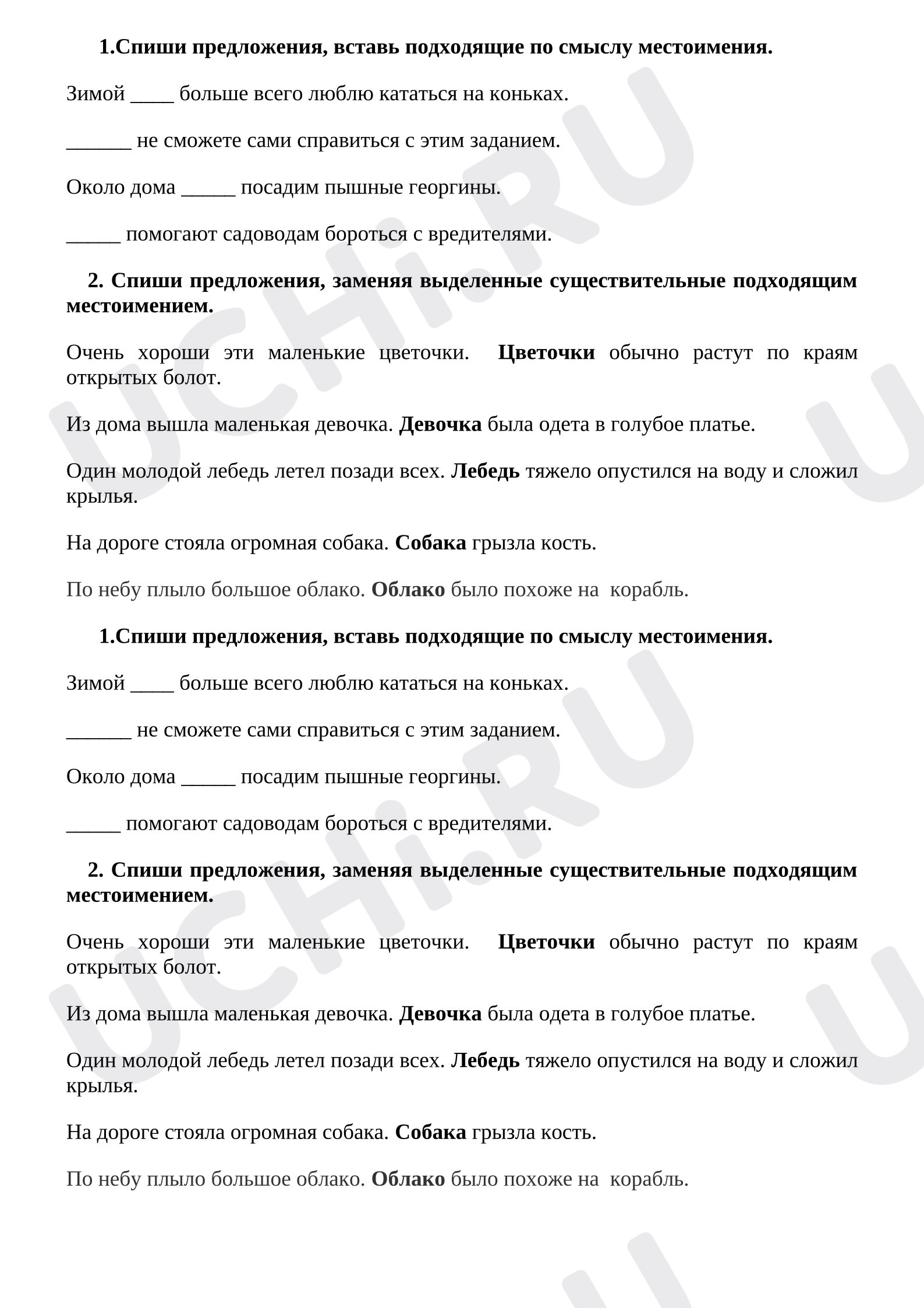 Предпросмотр материала Проверочная работа по русскому языку. Местоимение.