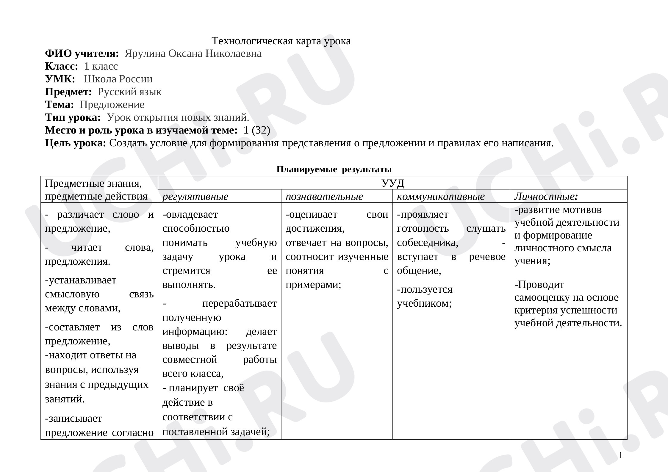 Предпросмотр материала Предложение