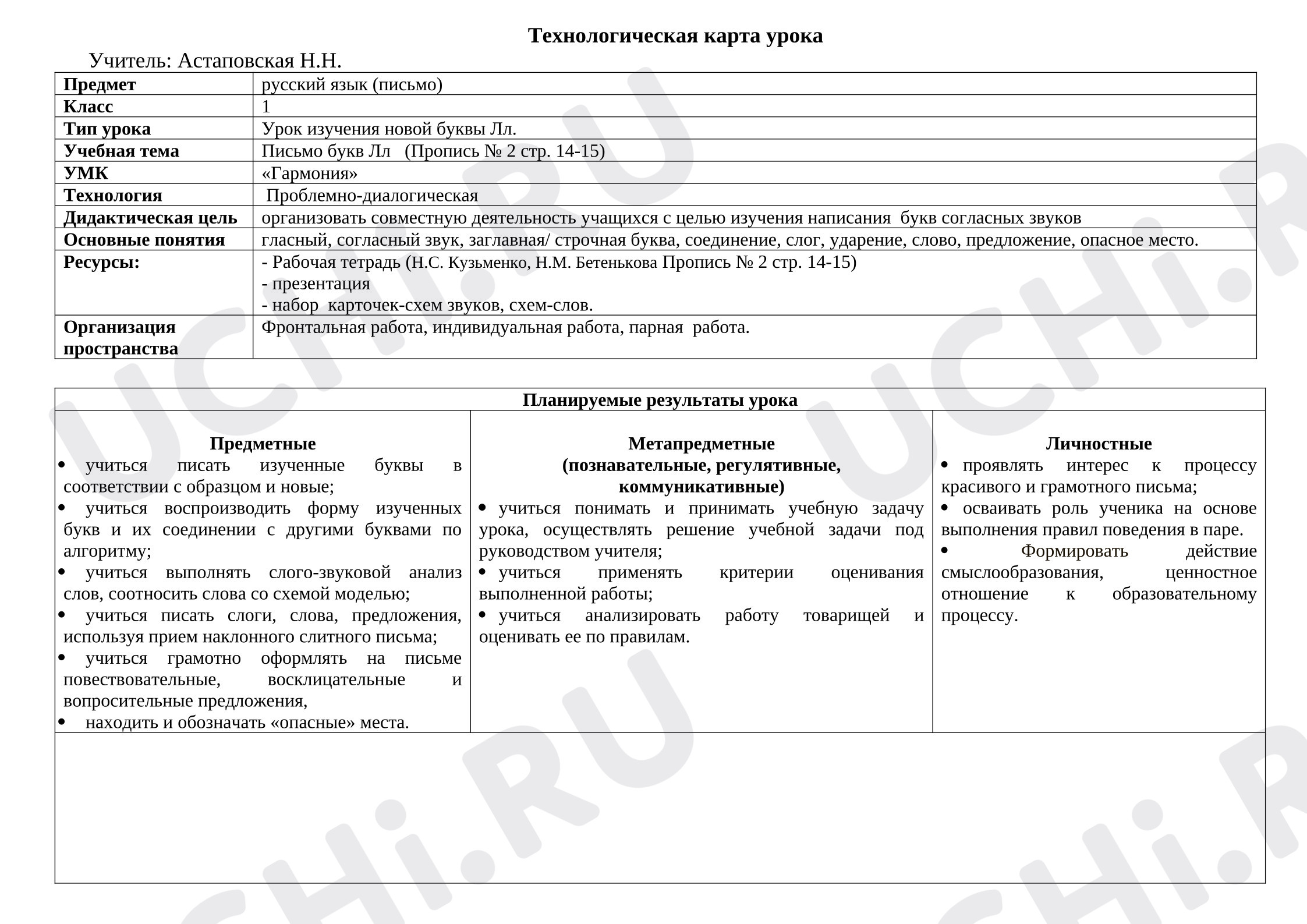 Предпросмотр материала Конспект урока письма «Буква Л».