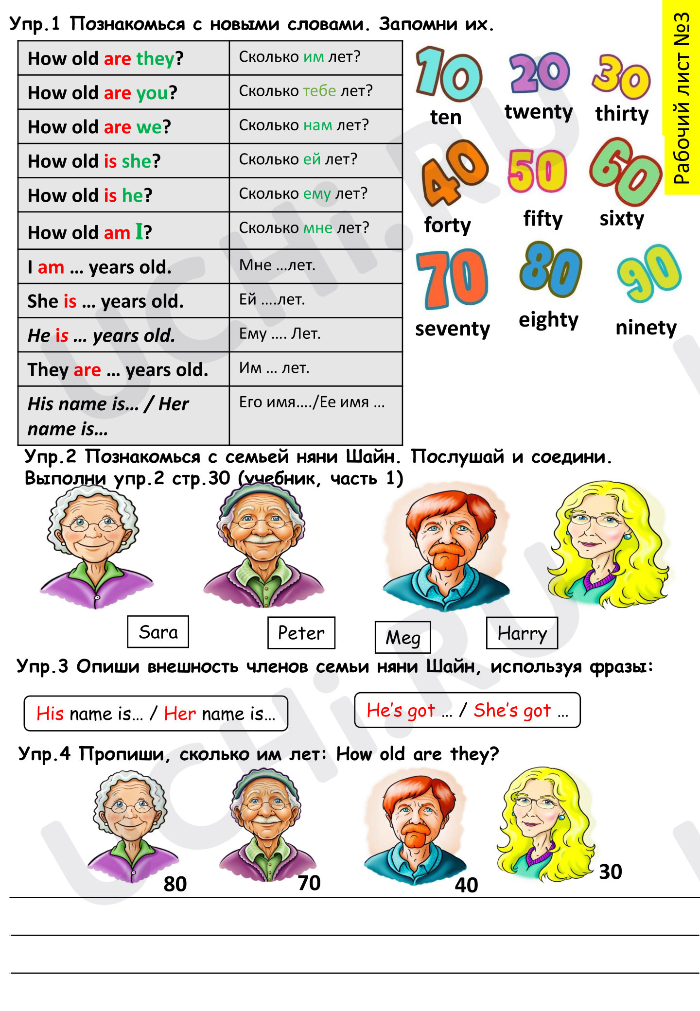 Предпросмотр материала Английский язык. Рабочий лист к уроку по теме: Family.