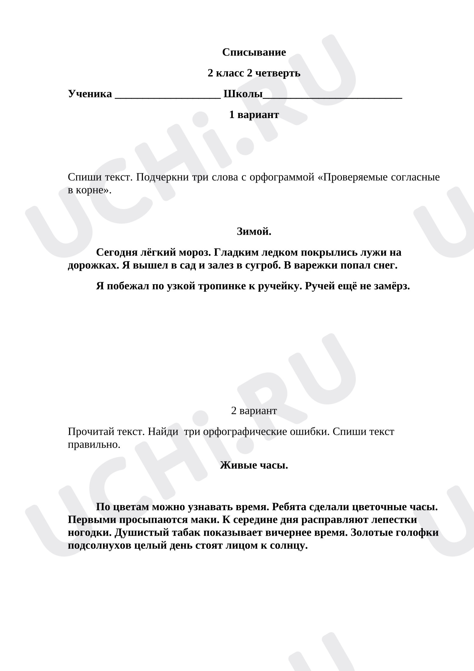 Предпросмотр материала Контрольное списывание.