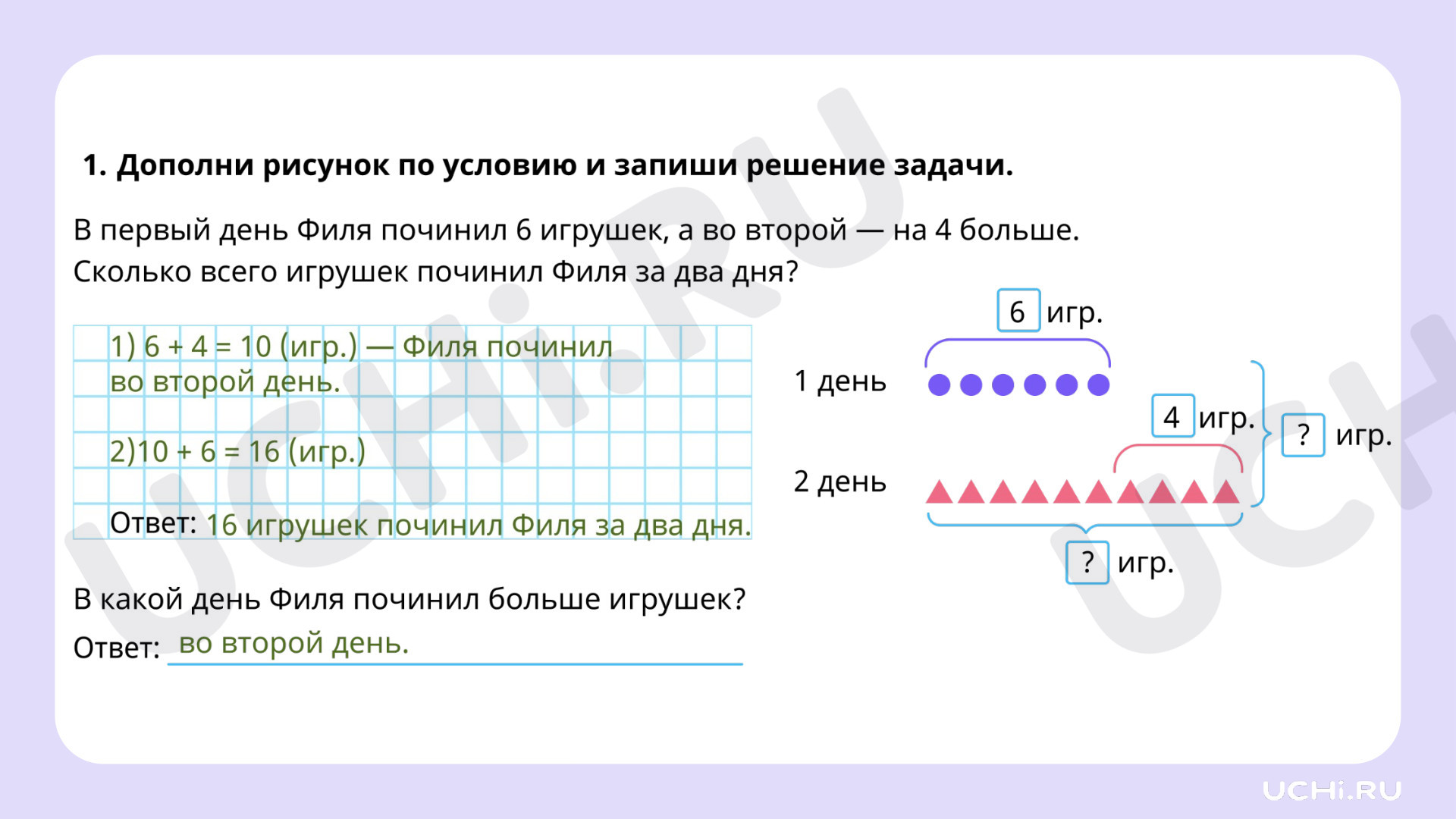 Чтение, представление текста задачи в виде рисунка, схемы или другой  модели: Чтение, представление текста задачи в виде рисунка, схемы или  другой модели | Учи.ру