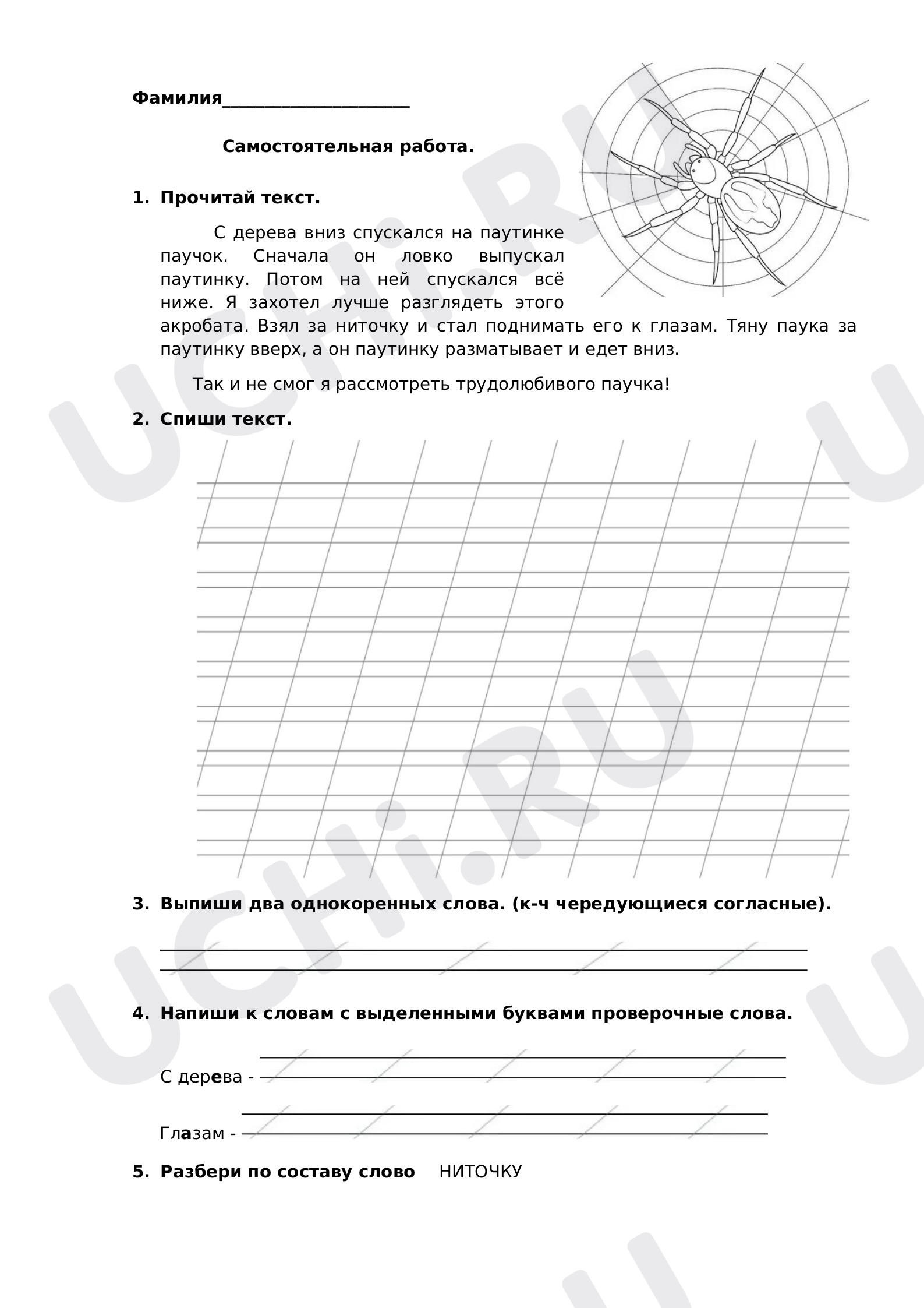 Предпросмотр материала Русский язык. Рабочий лист. Повторение пройденного материала во 2 четверти.