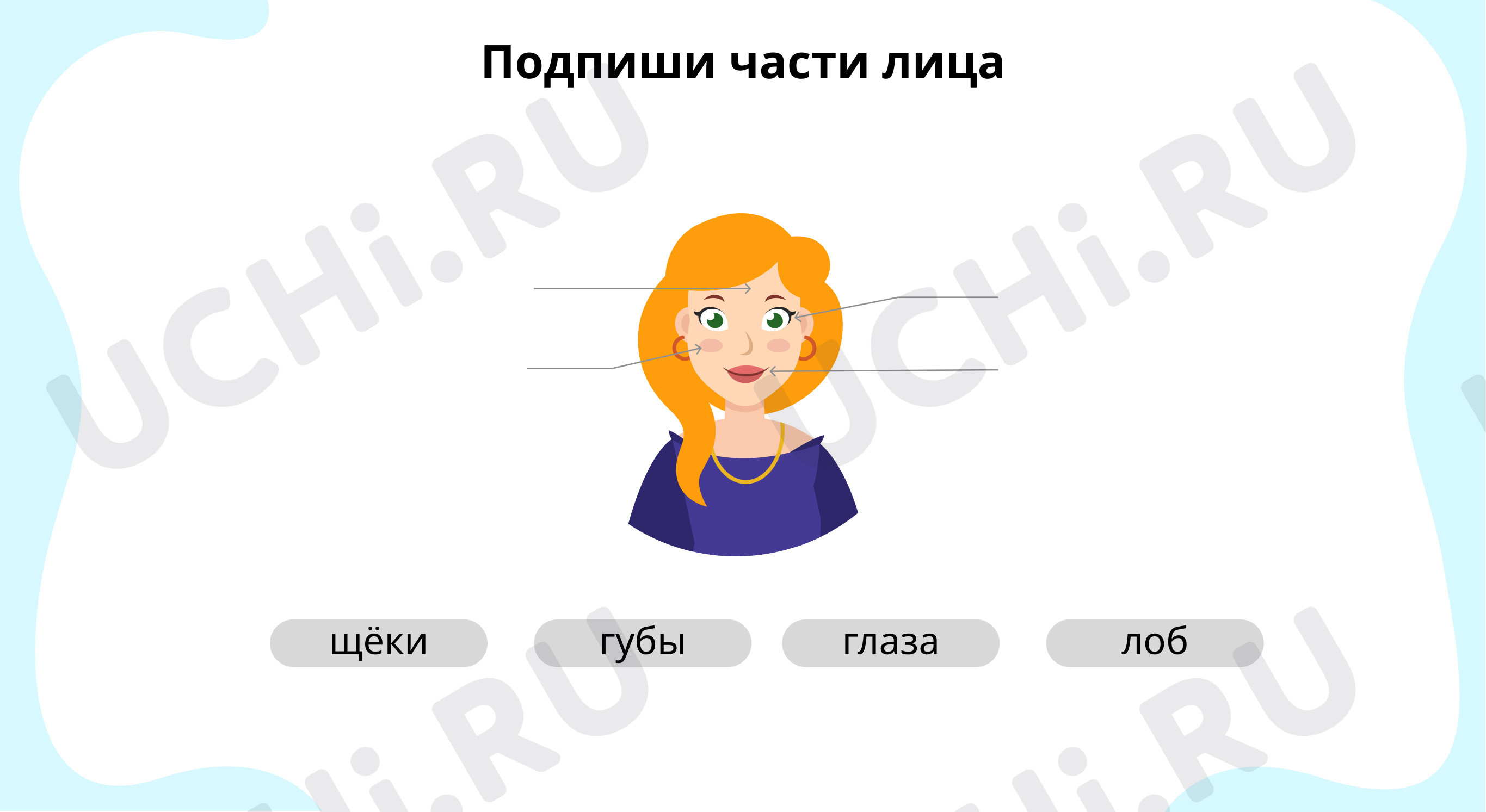 Предпросмотр материала Подпиши части лица