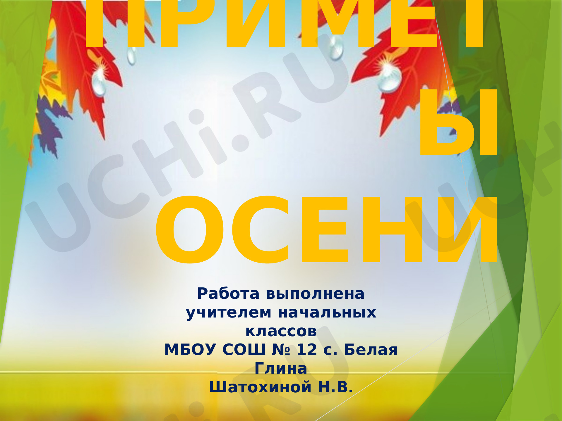 Предпросмотр материала Презентация к уроку окружающего мира по теме: Приметы осени