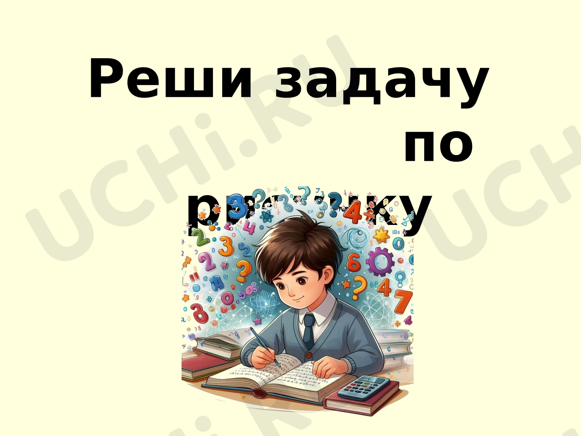 Предпросмотр материала Презентация к уроку математики. Реши задачу по рисунку