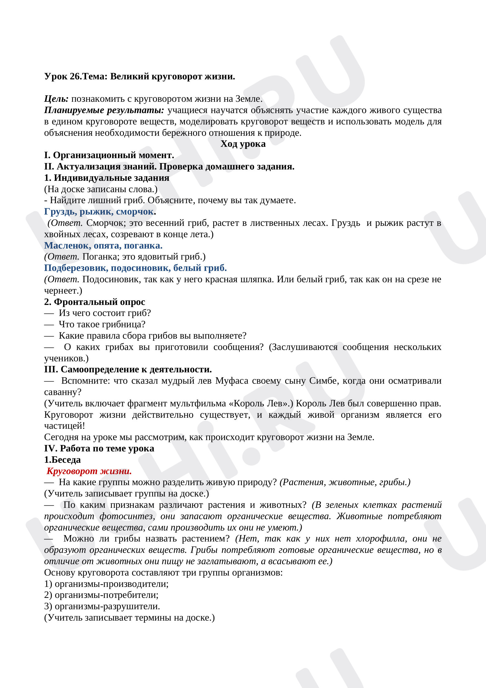 Предпросмотр материала Великий круговорот жизни