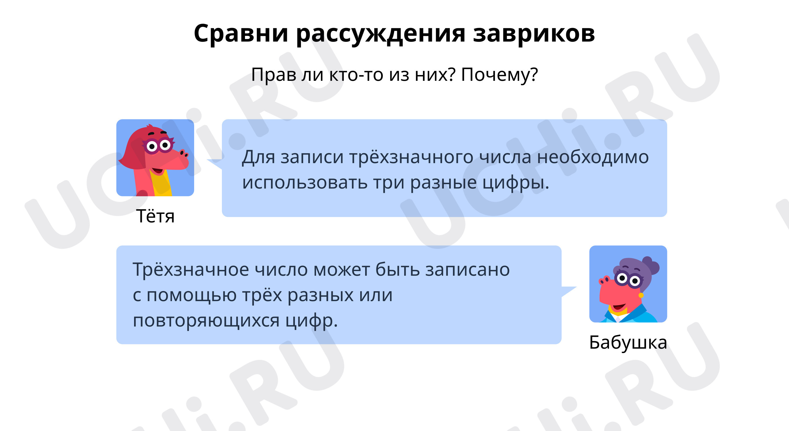 Предпросмотр материала Сравни рассуждения завриков