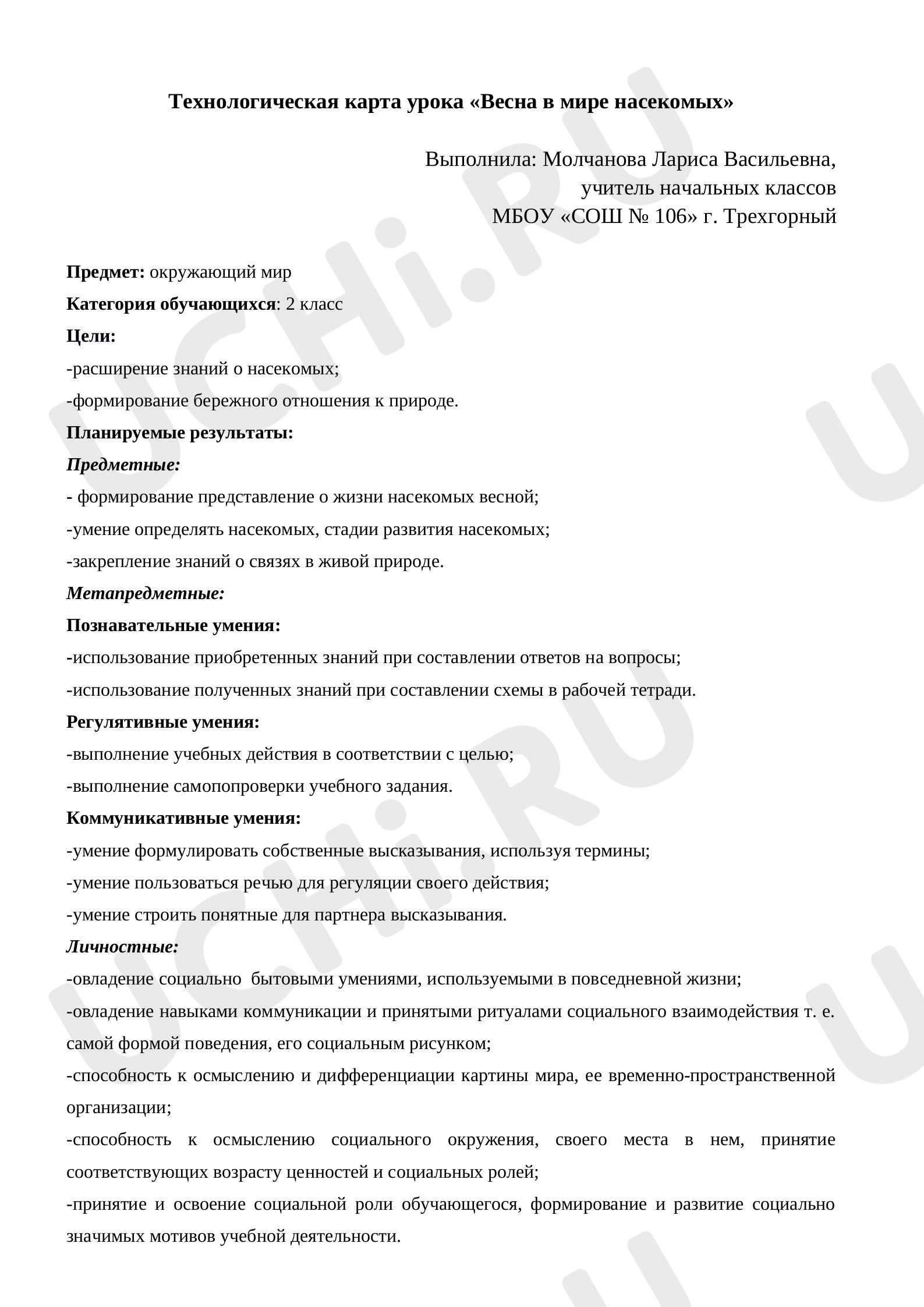 Предпросмотр материала Весна в мире насекомых