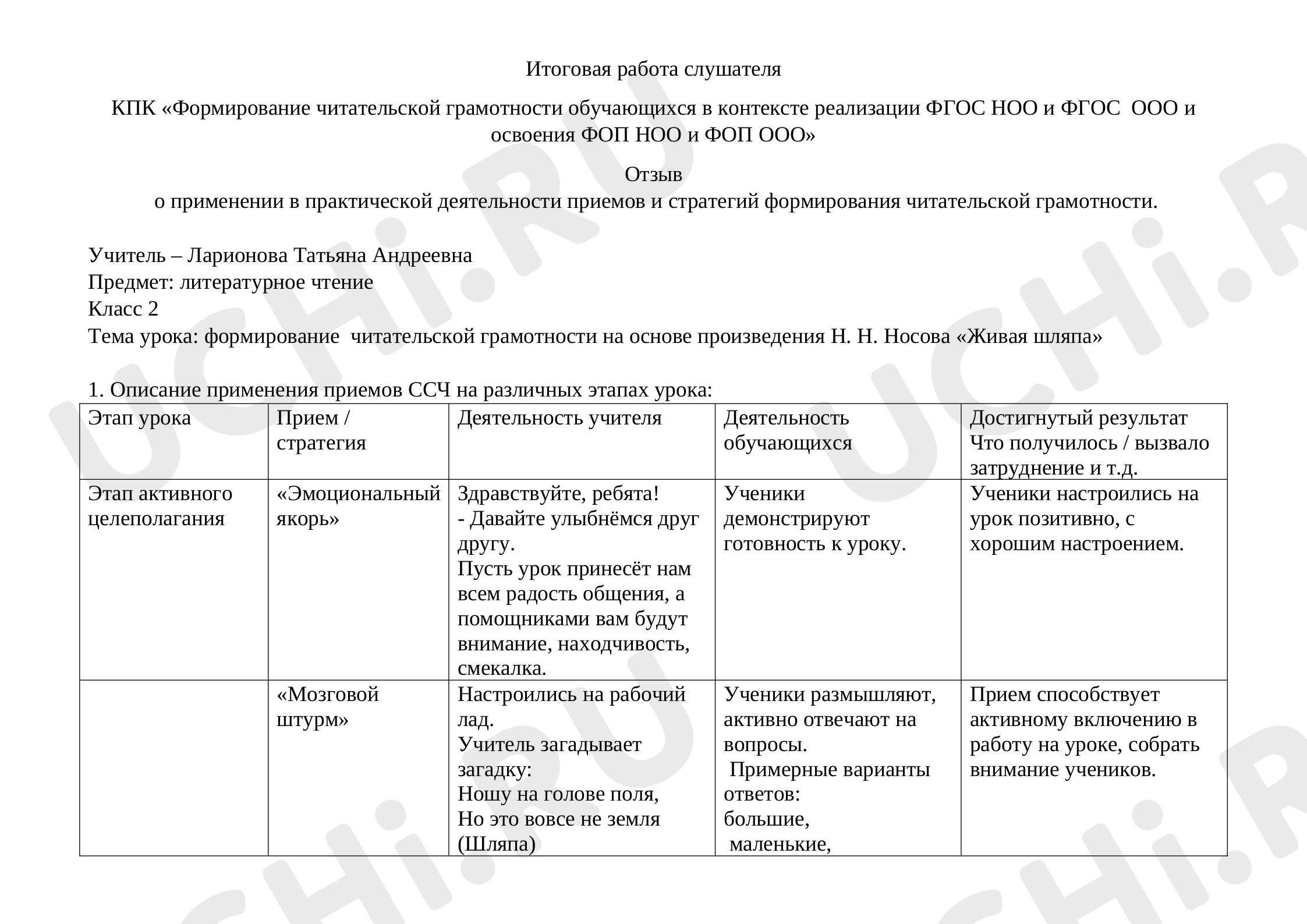 Предпросмотр материала Н. Н. Носов «Живая шляпа»