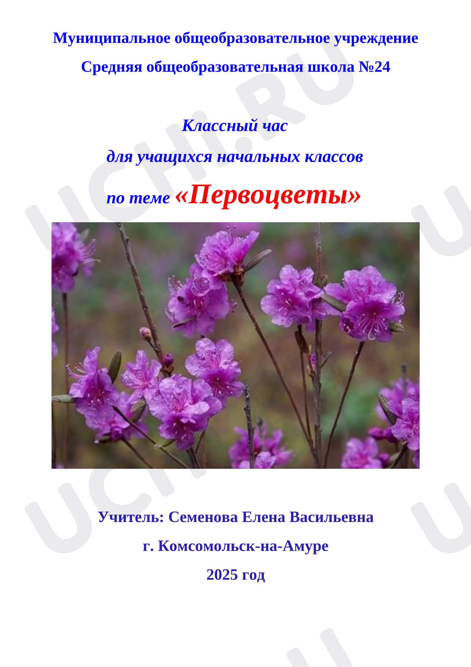 Предпросмотр материала План занятия. Первоцветы Хабаровского края.