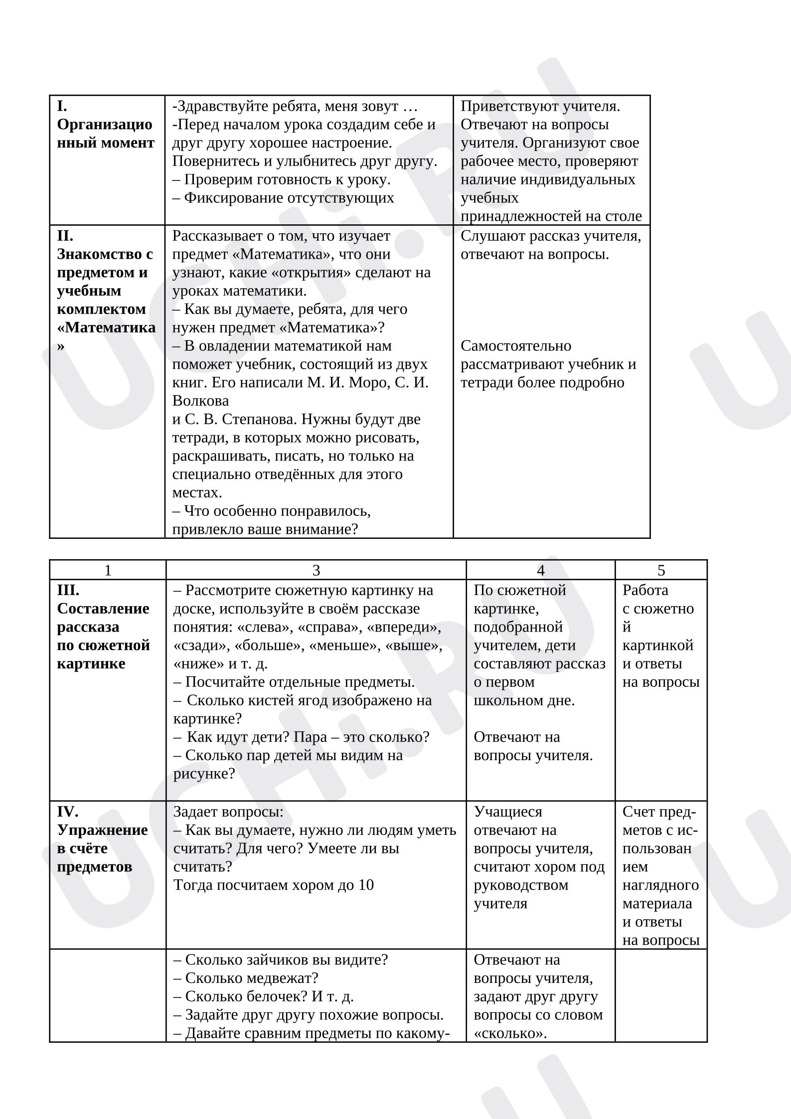 Предпросмотр материала Технологическая карта урока математика Счёт в пределах 10. Первый, второй, третий.