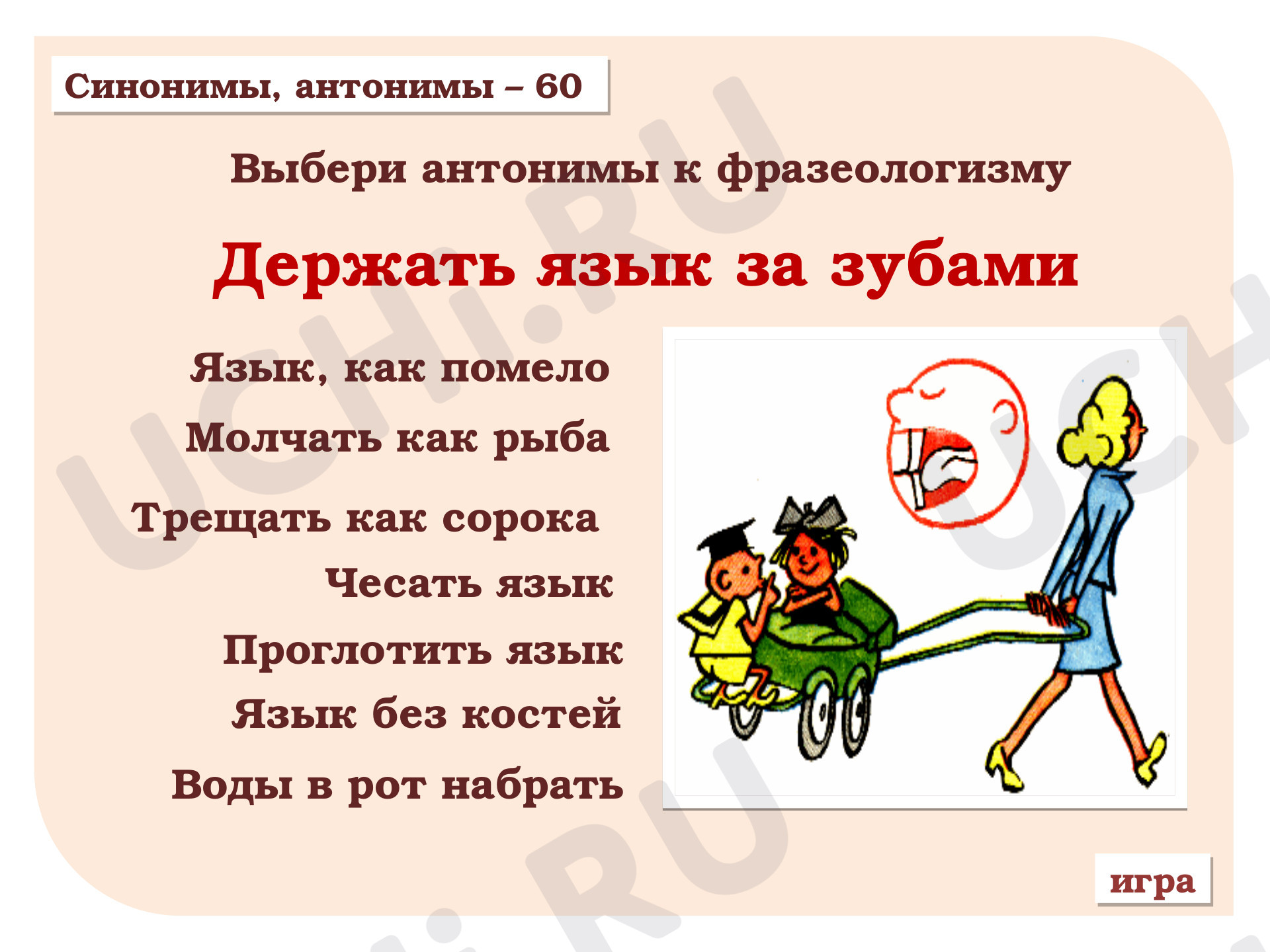 Красное словцо не ложь: Фразеологизмы. Обобщение знаний о лексических  группах слов | Учи.ру