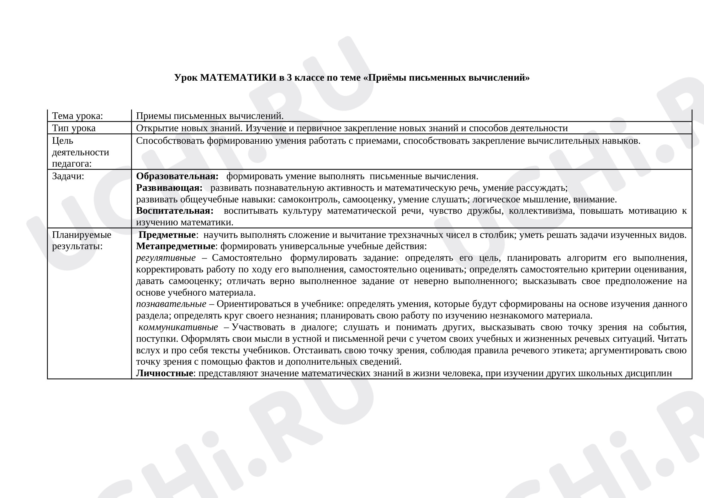 Предпросмотр материала Приёмы письменных вычислений