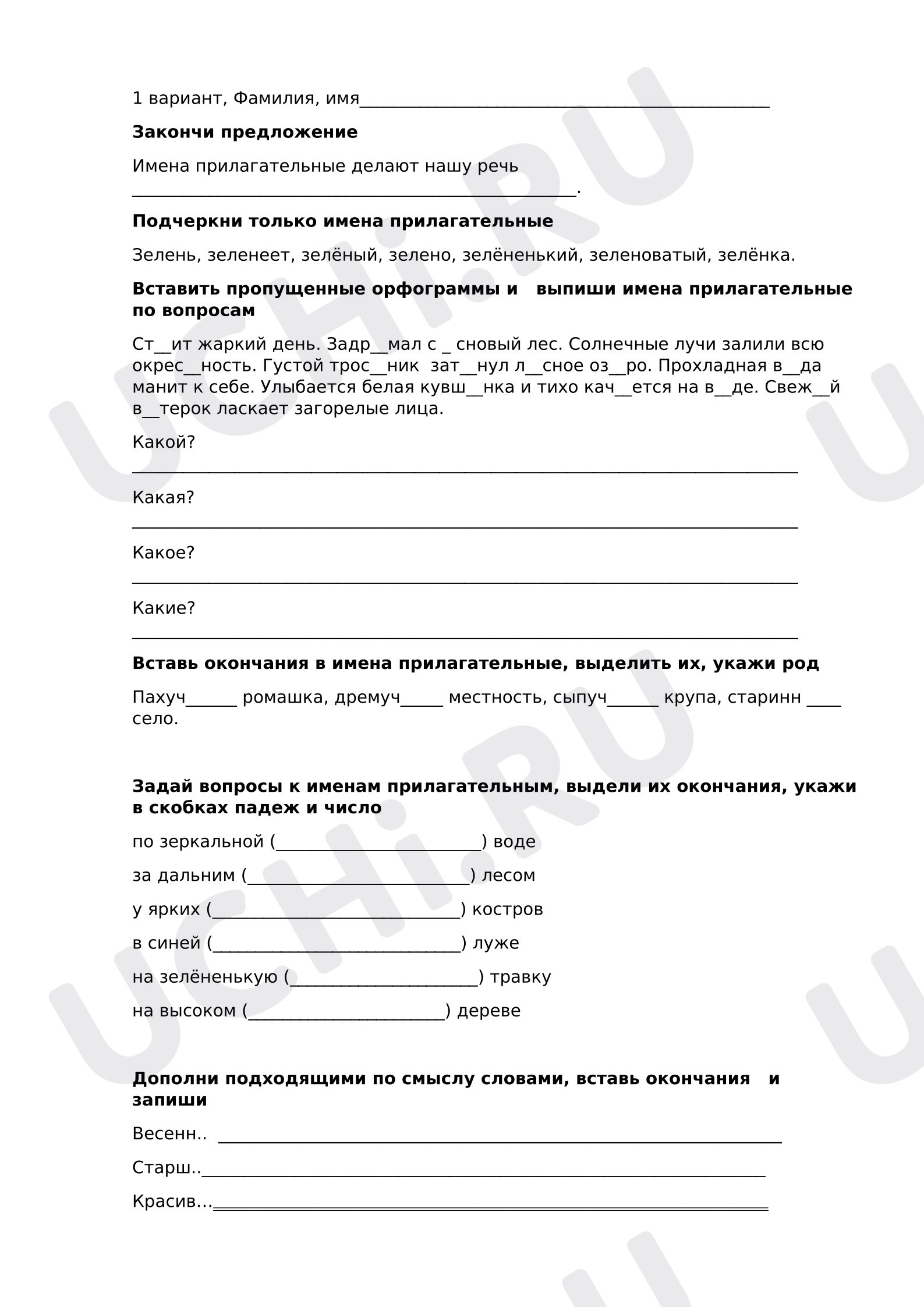 Предпросмотр материала Имя прилагательное
