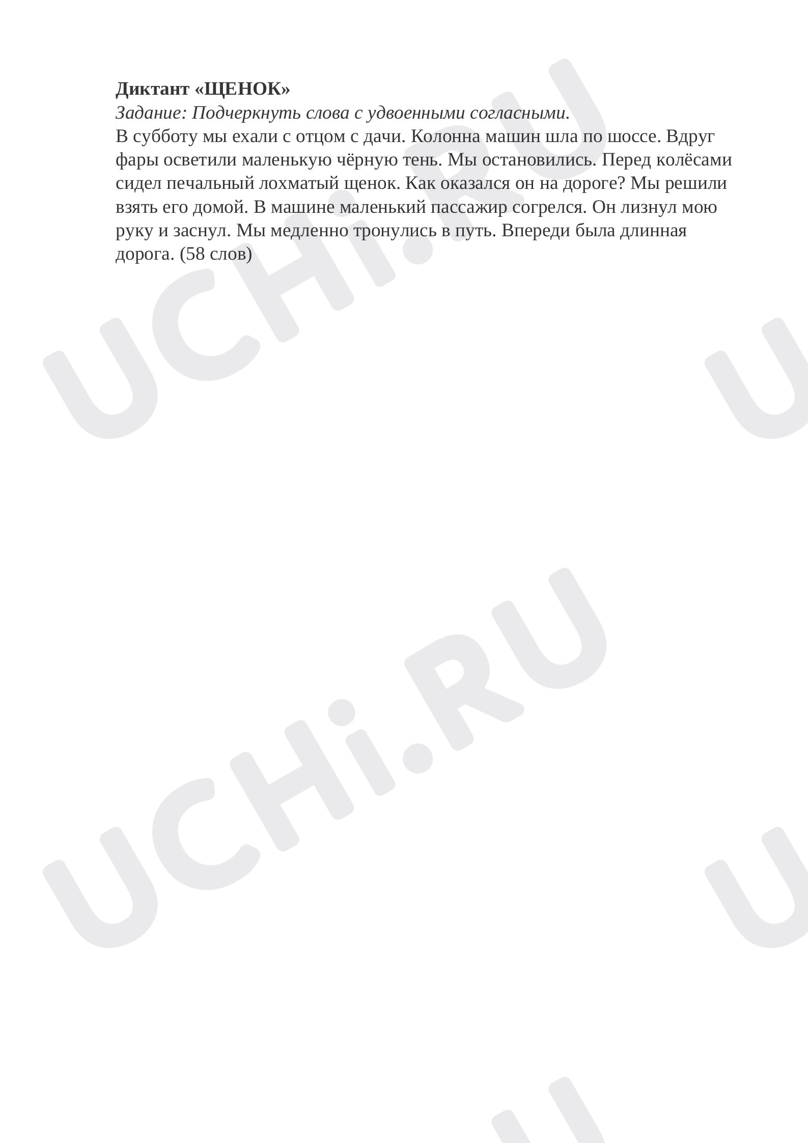 Предпросмотр материала Проверочный диктант по теме:  Отработка правописания слов с удвоенными согласными.