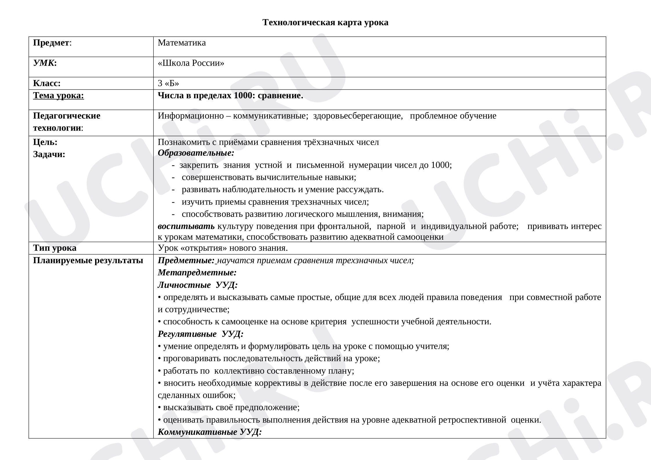 Предпросмотр материала Числа в пределах 1000: сравнение