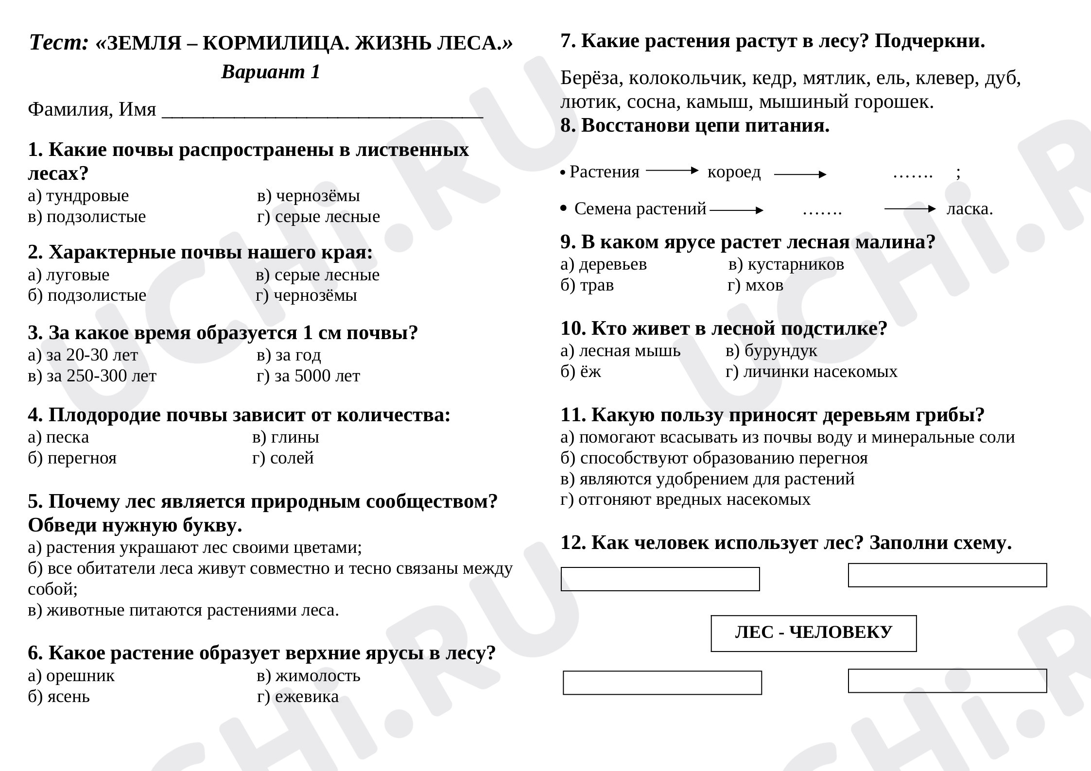 Предпросмотр материала Тест по окружающему миру