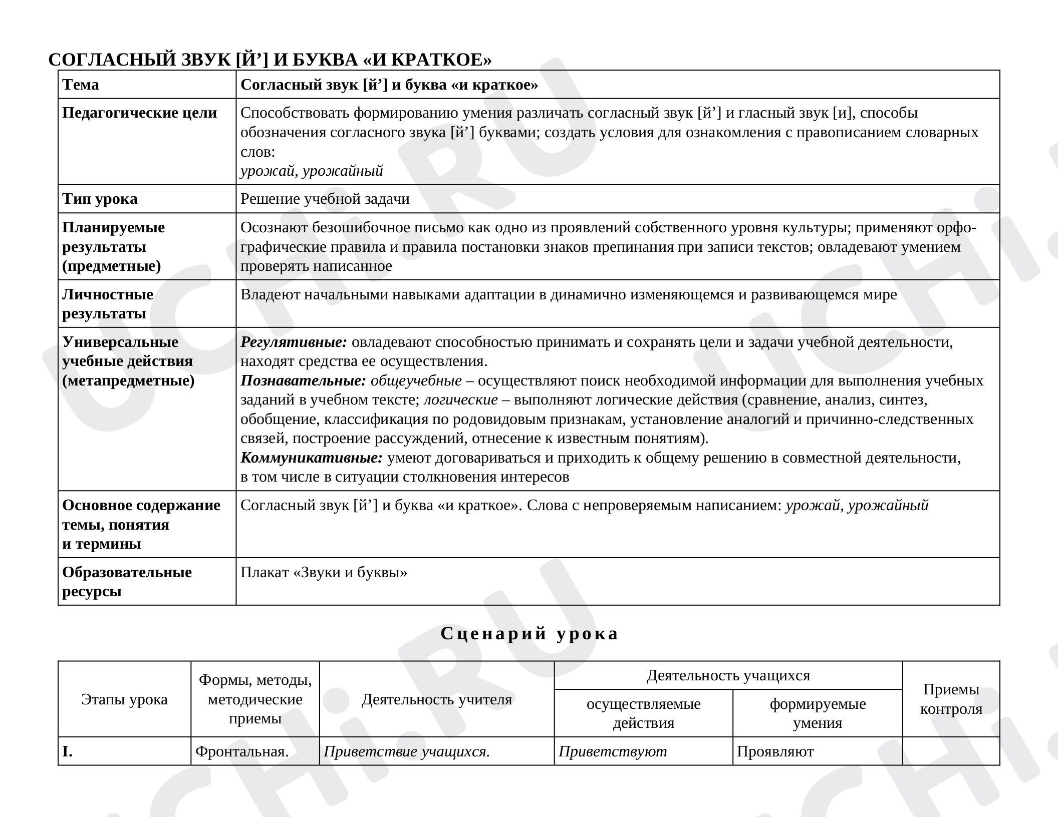 Предпросмотр материала Согласный звук [й’] и буква «и краткое»