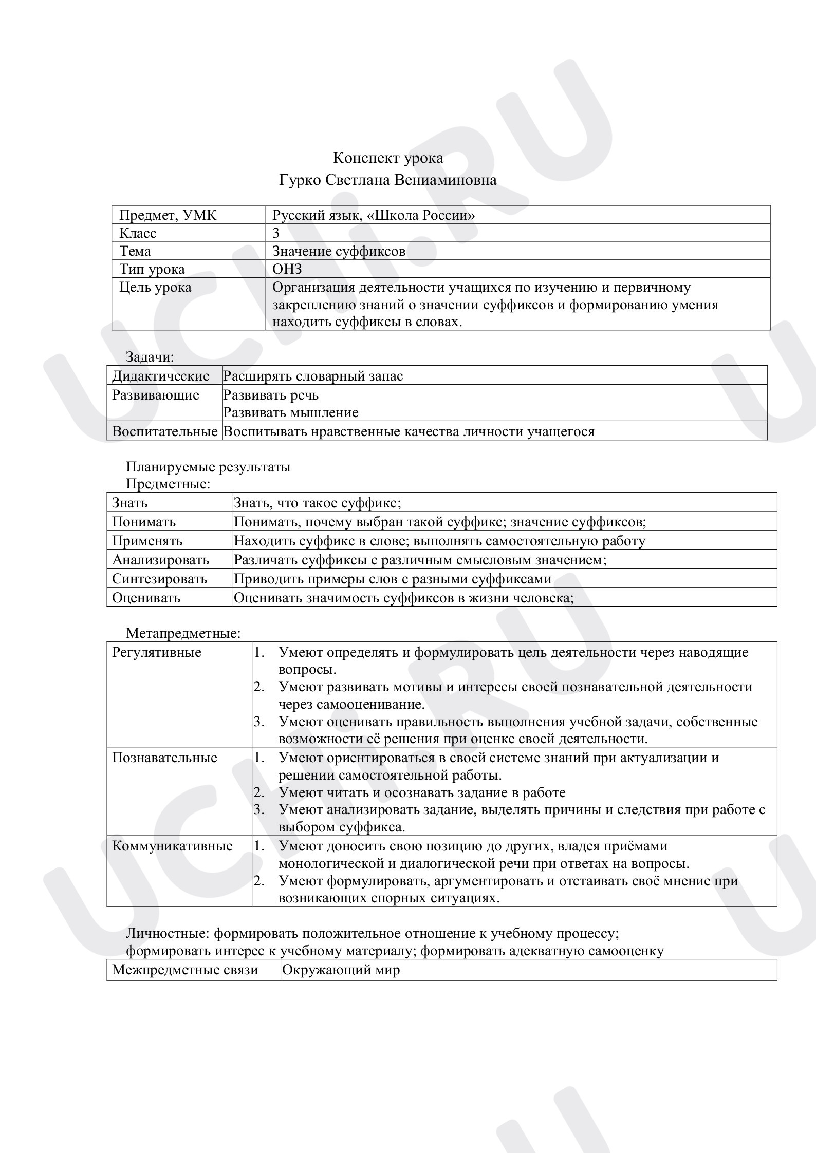 Предпросмотр материала Значение суффиксов