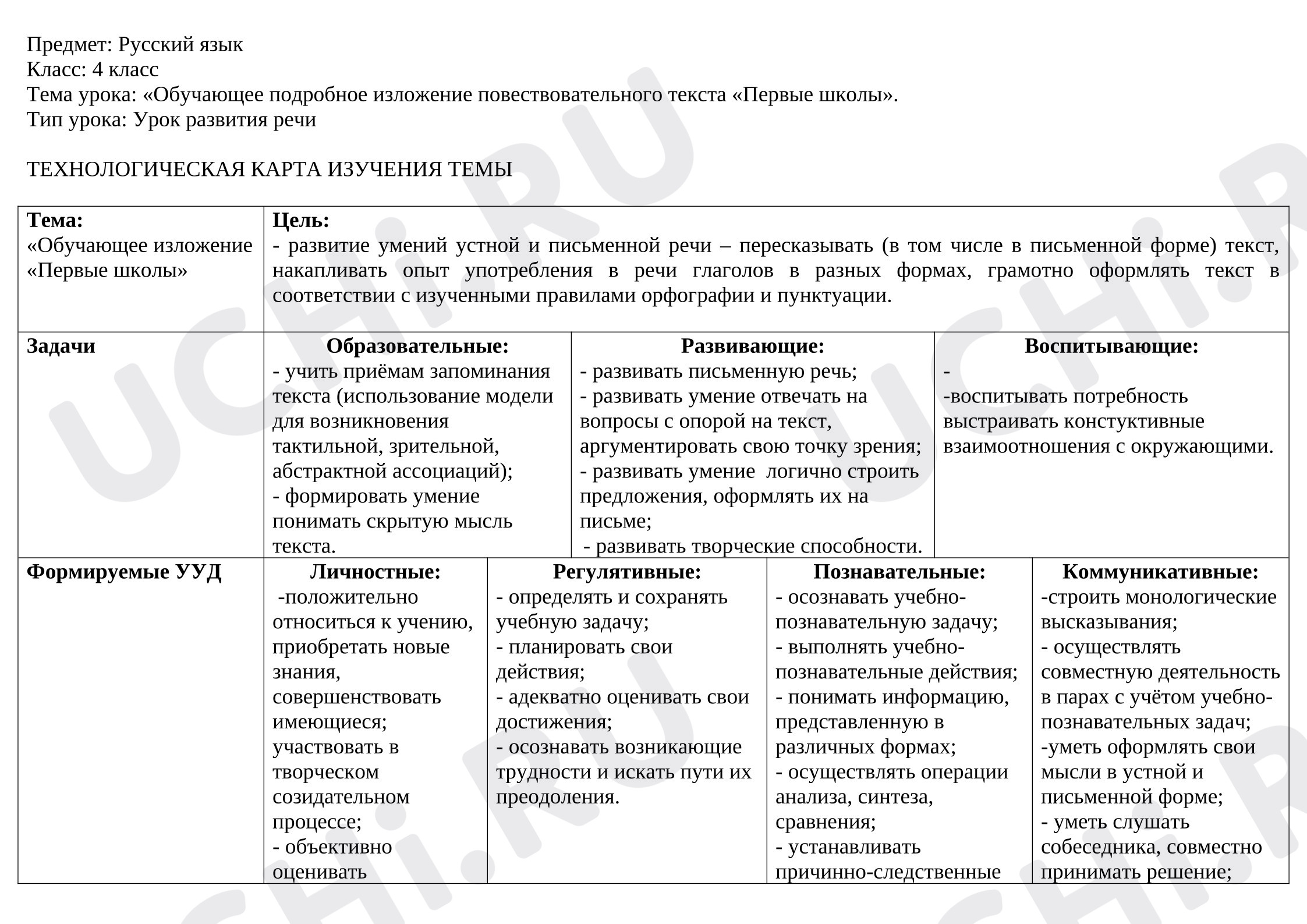 Предпросмотр материала Русский язык. Обучающее подробное изложение повествовательного текста «Первые школы»