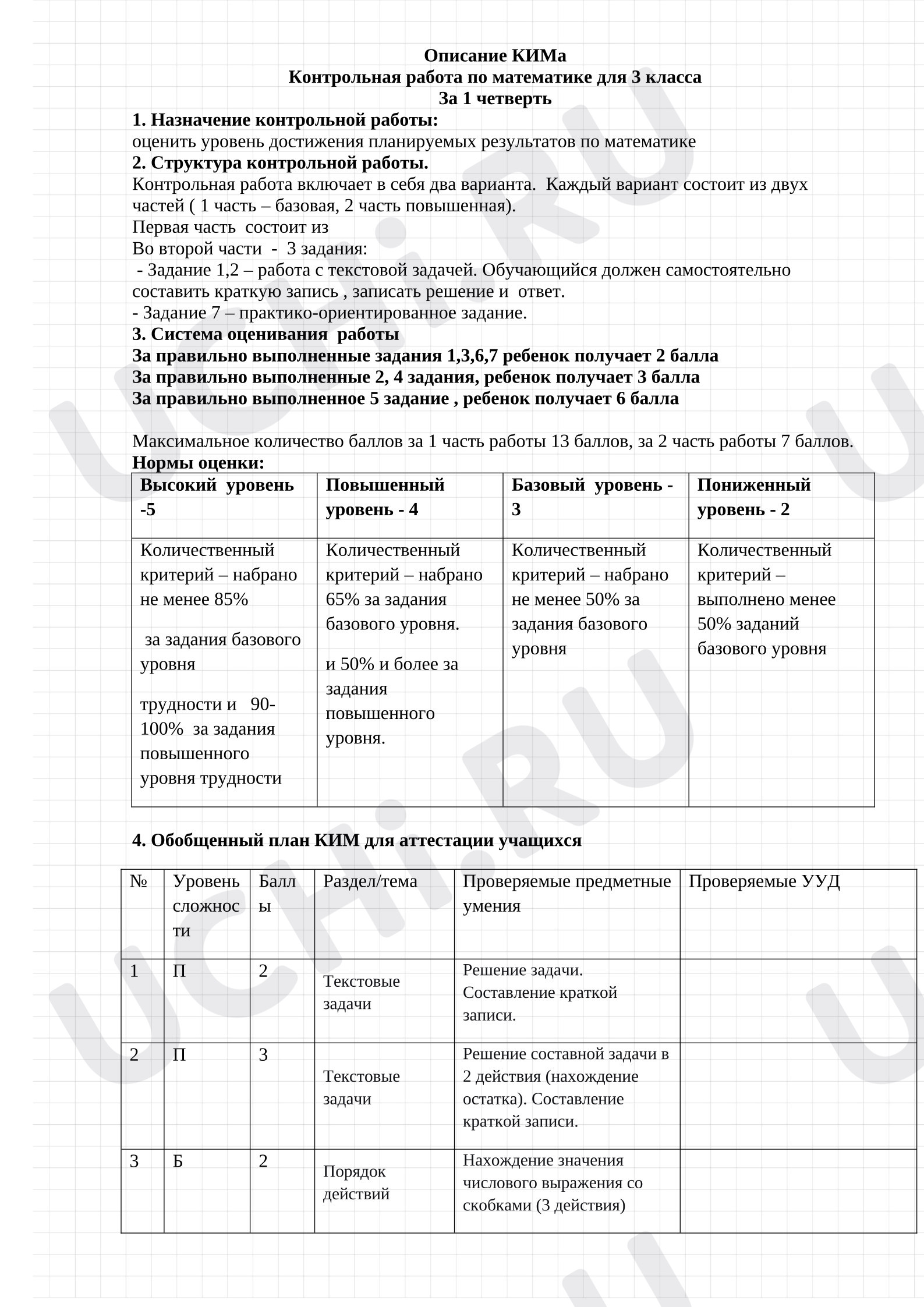 Предпросмотр материала Контрольная работа по математике.