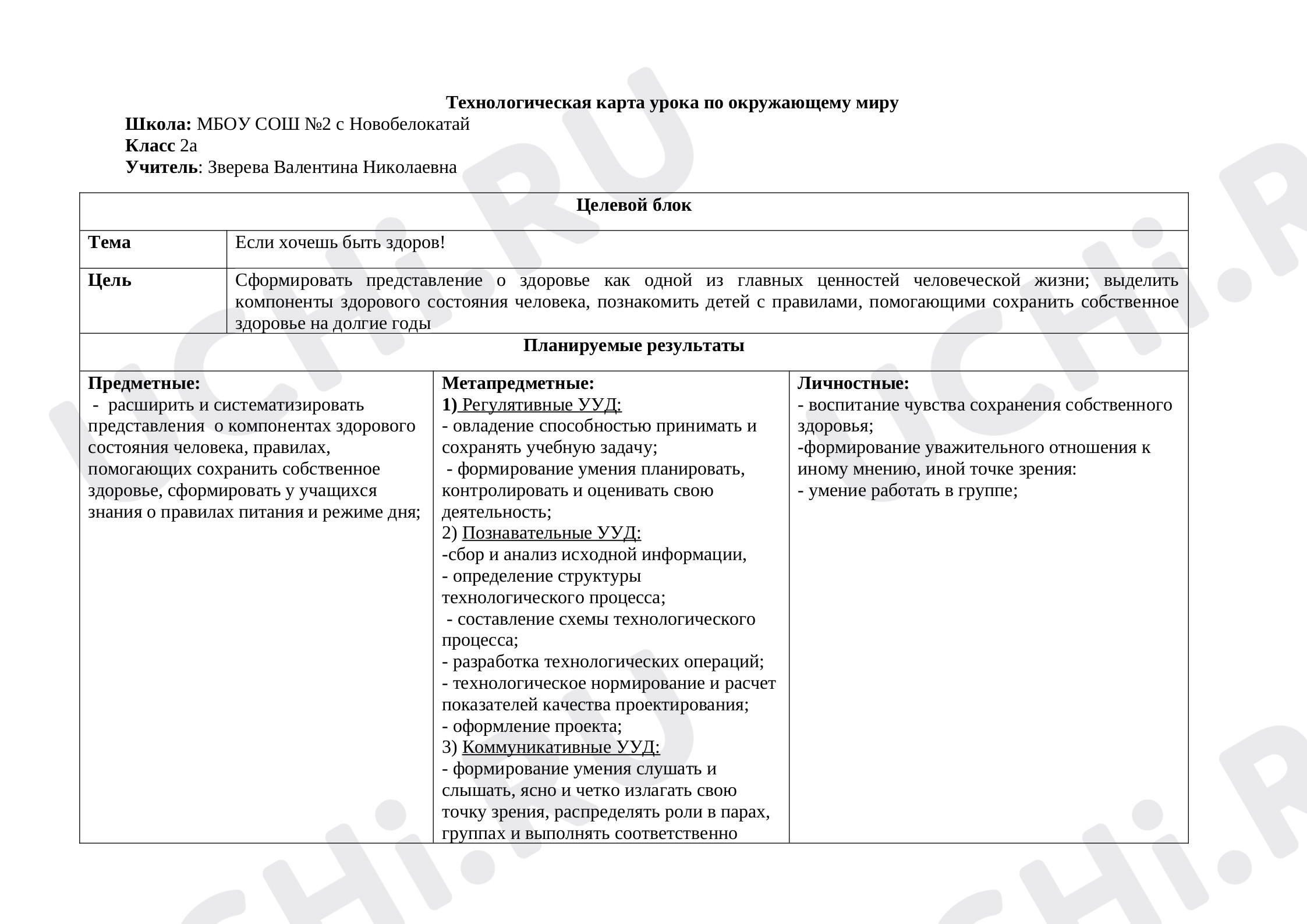 Предпросмотр материала Технологическая карта урока по окружающему миру. Если хочешь быть здоров!