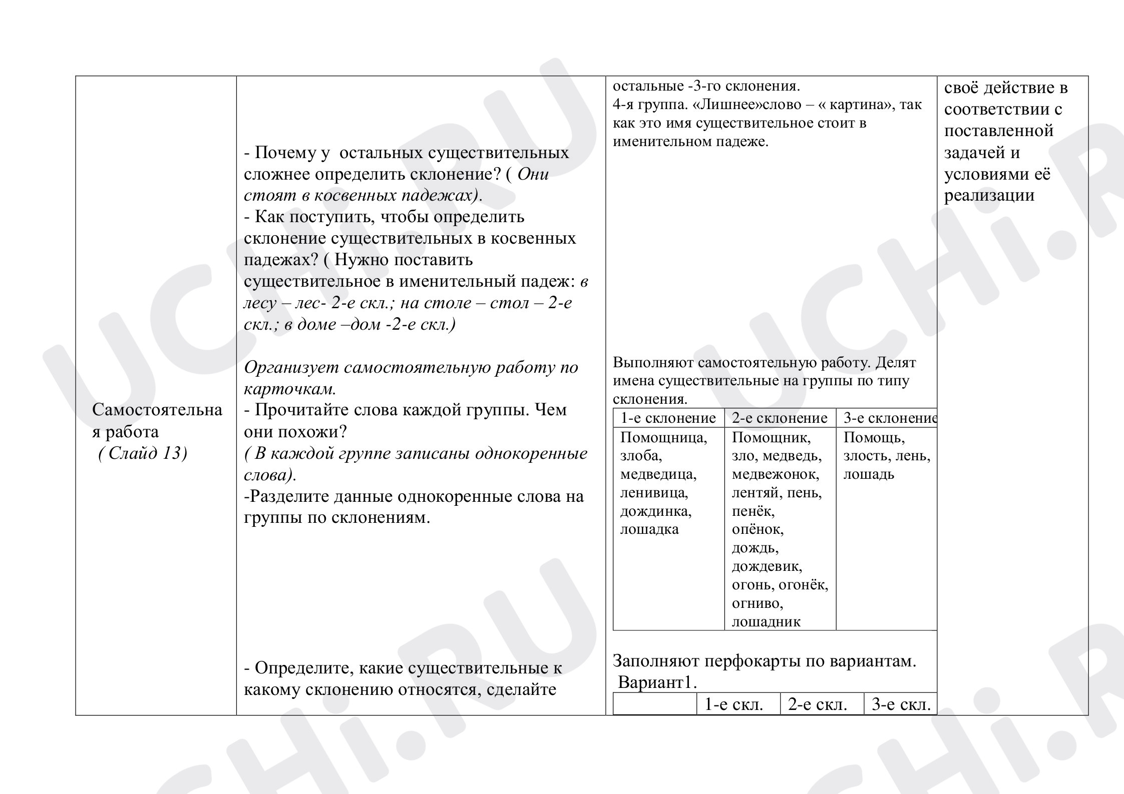 Три склонения имён существительных (общее представление). 1 склонение имён  существительных