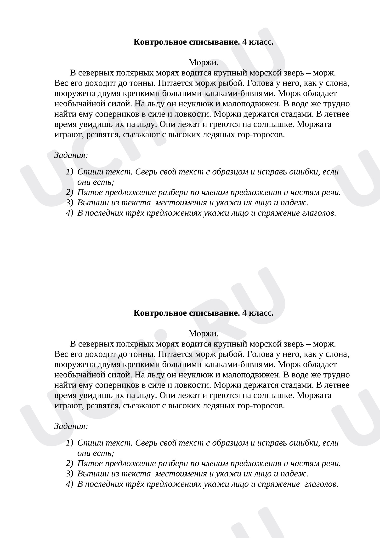 Предпросмотр материала Русский язык. Контрольное списывание.