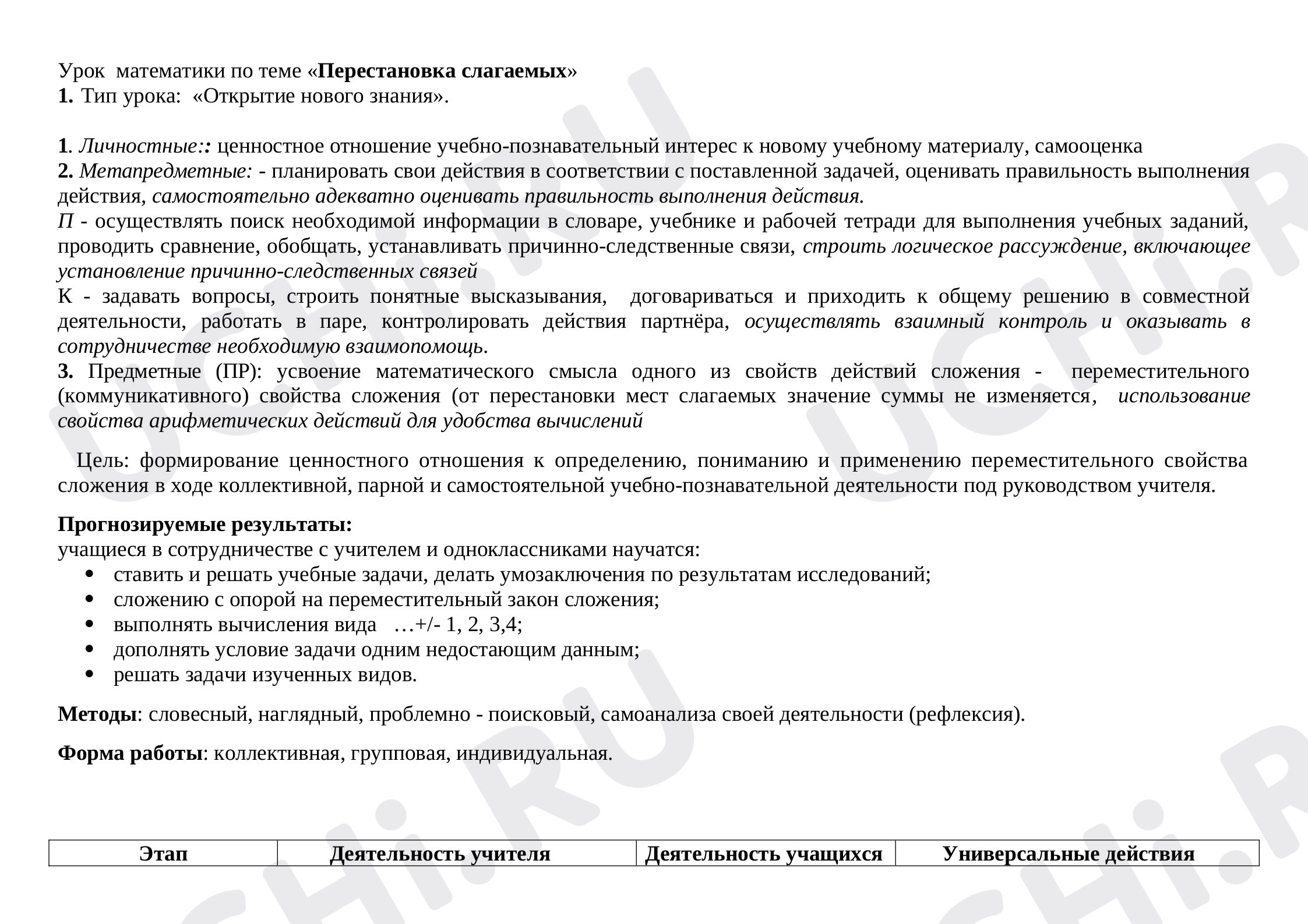 Предпросмотр материала Перестановка слагаемых