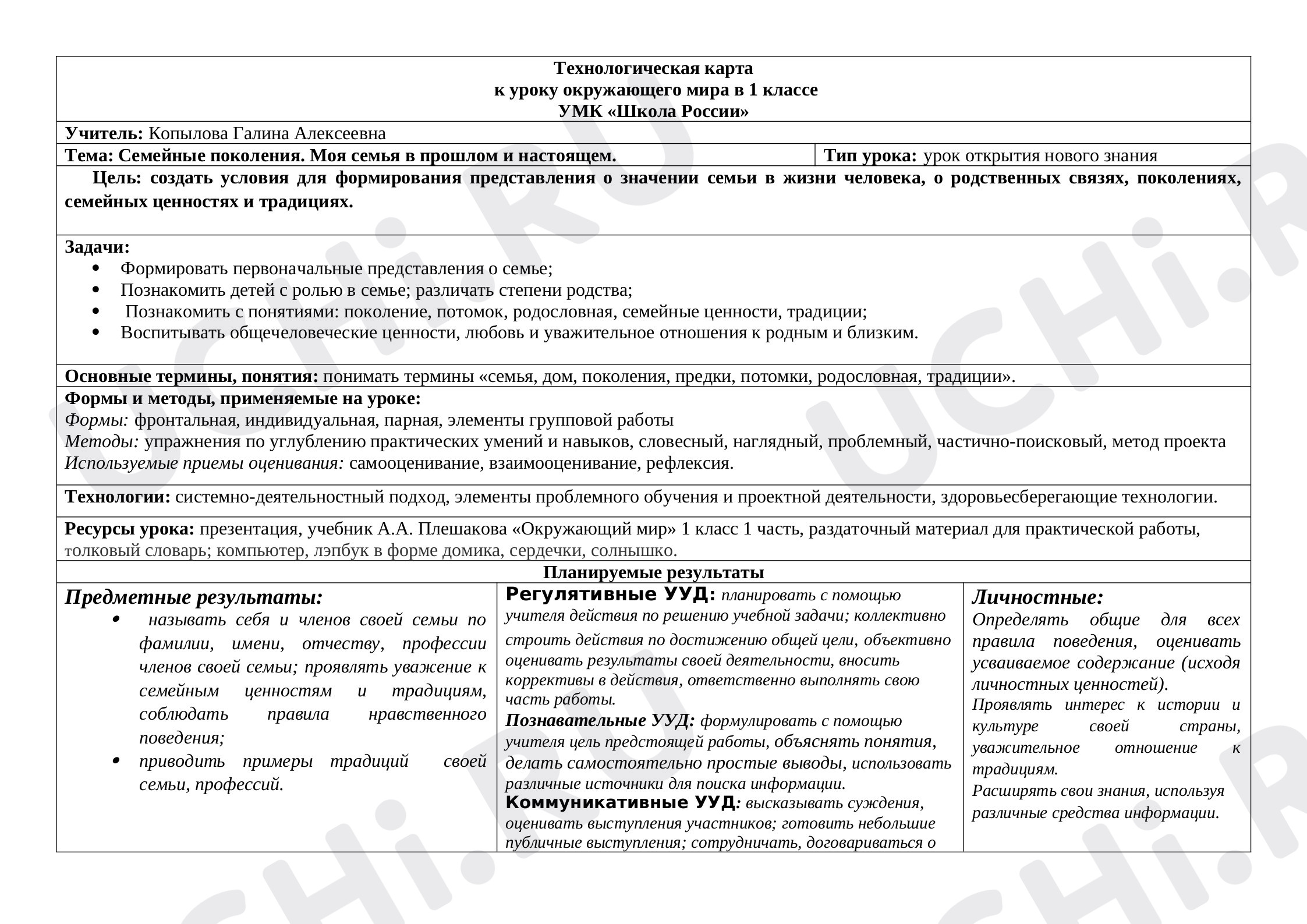 Предпросмотр материала Семейные поколения. Моя семья в прошлом и настоящем