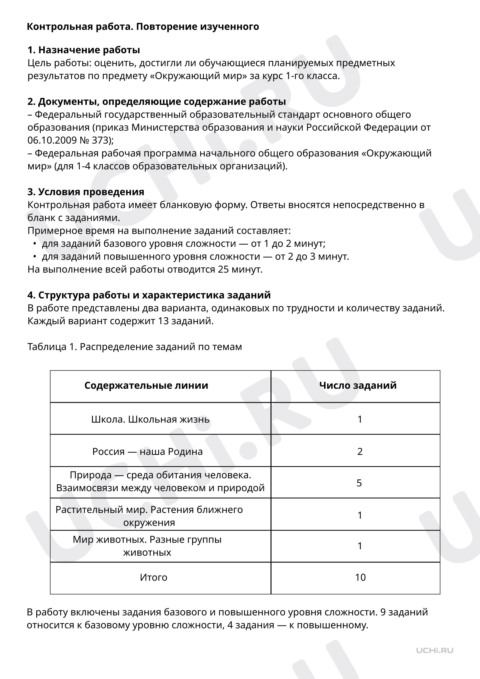 Спецификация к контрольной работе повторение изученного: Резервный урок.  Повторение изученного в 1 классе | Учи.ру