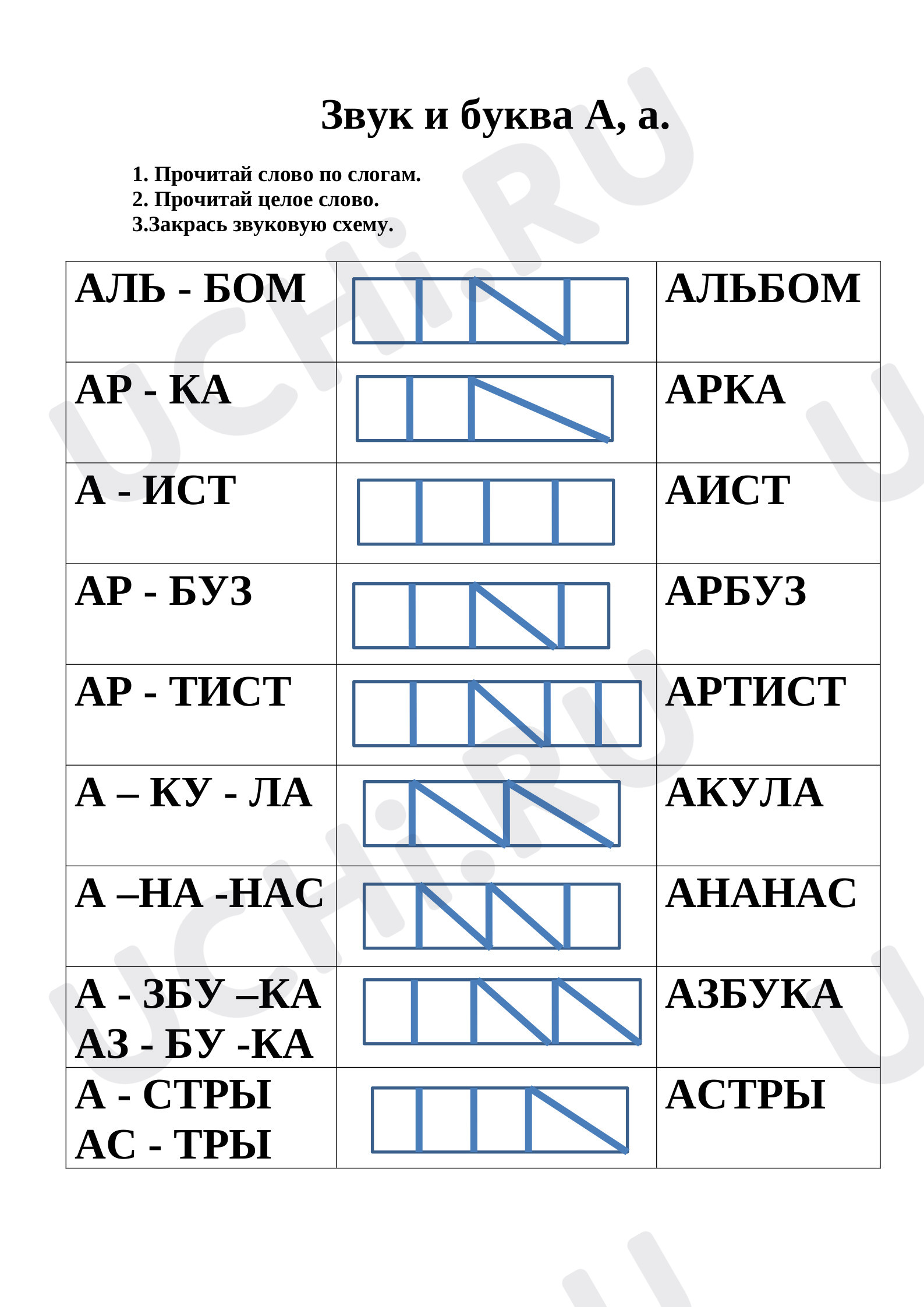 Буква А, звук А распечатка