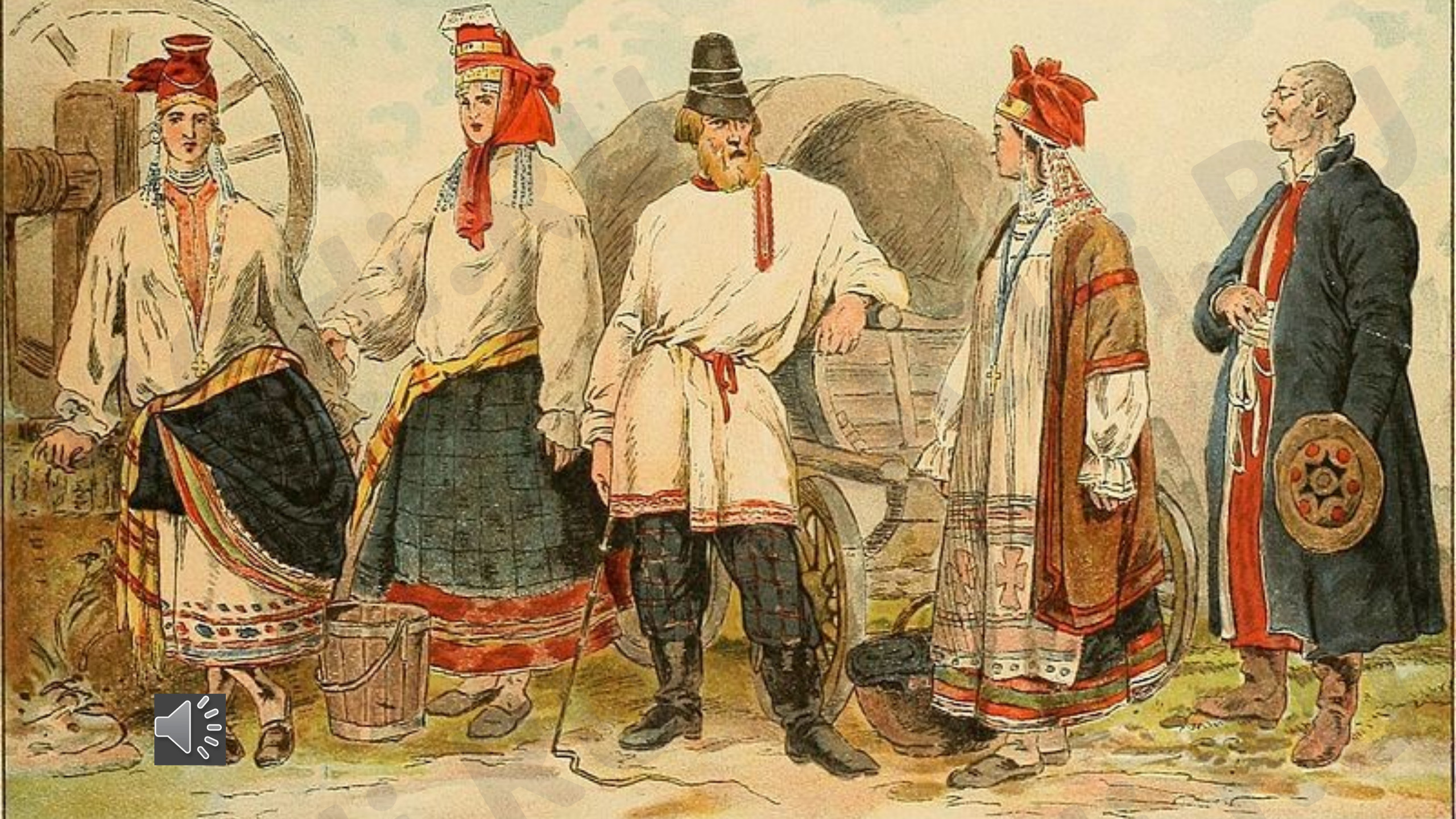 Предпросмотр материала Презентация к уроку изобразительного искусства «Мужской русский народный костюм».