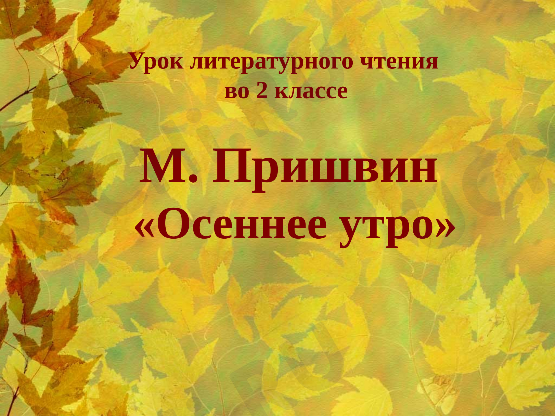 Предпросмотр материала Презентация к уроку литературного чтения. М.М. Пришвин «Осеннее утро».