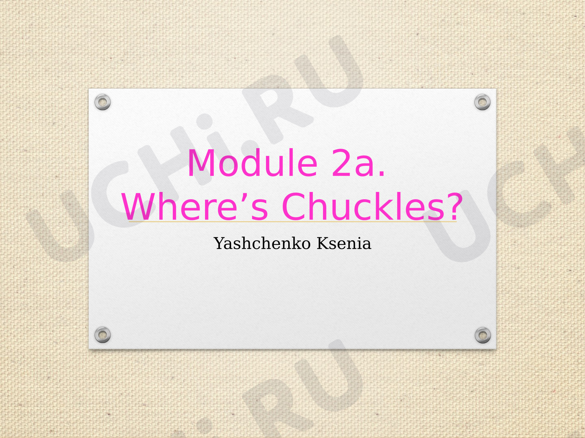Предпросмотр материала Английский язык. Презентация к уроку «where is Chuckles?»