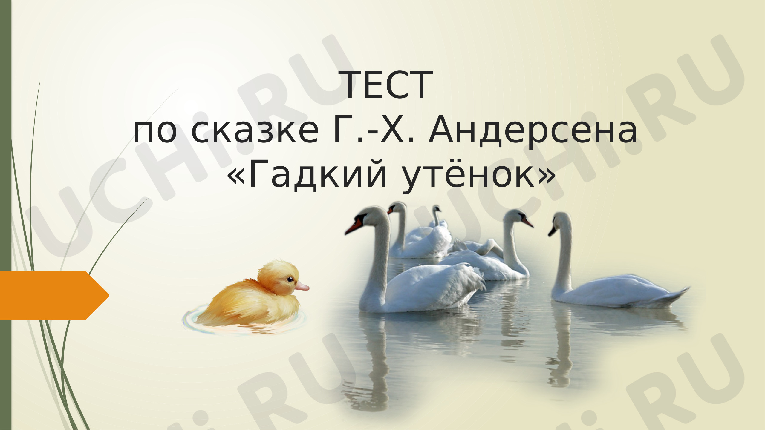 Предпросмотр материала Тест  к уроку литературного чтения по сказке Г. Х. Анднрсена "Гадкий утенок"