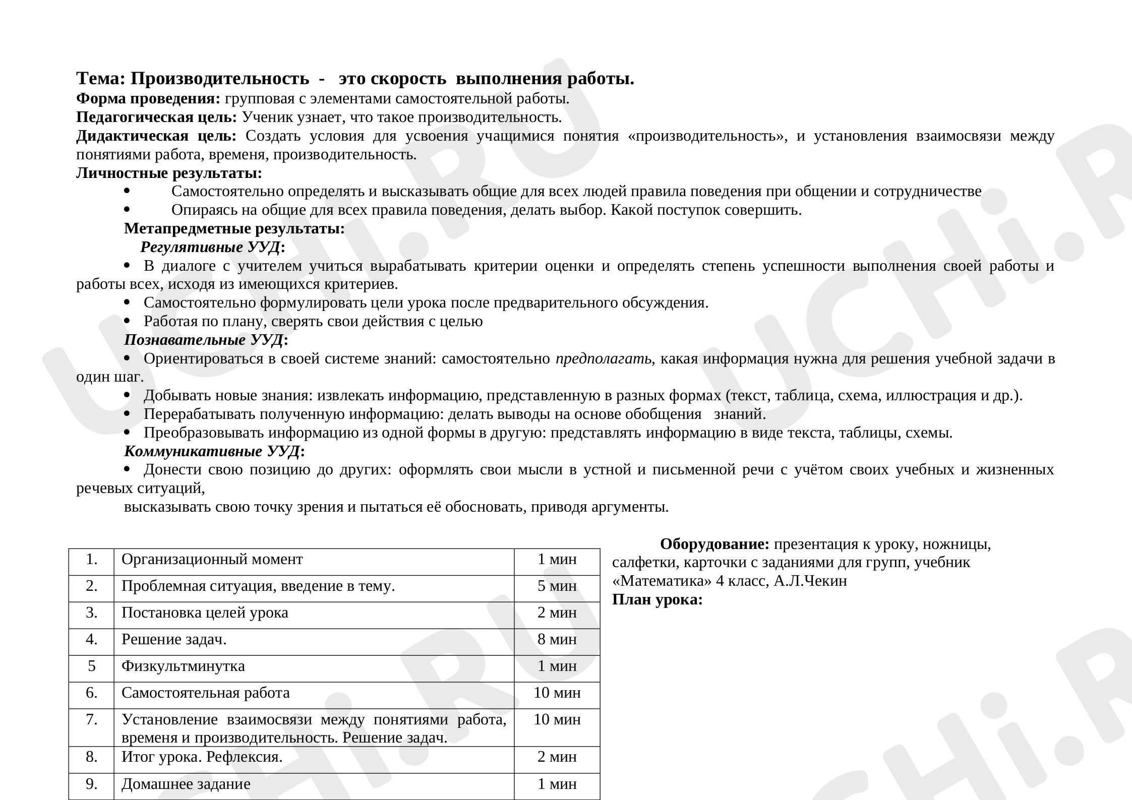 Предпросмотр материала Производительность - это скорость выполнения работы