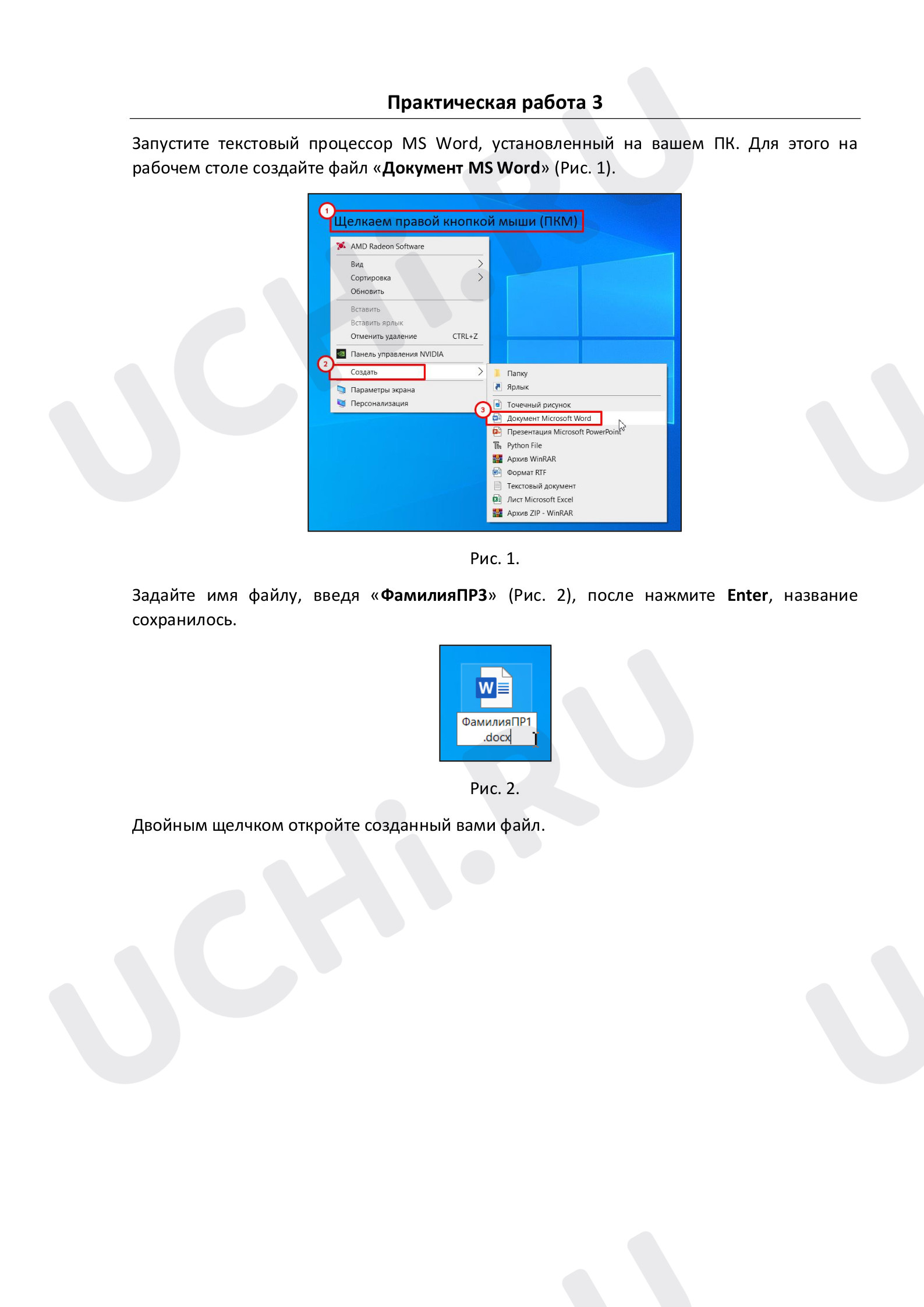 Предпросмотр материала «Практическая работа в MS Word»