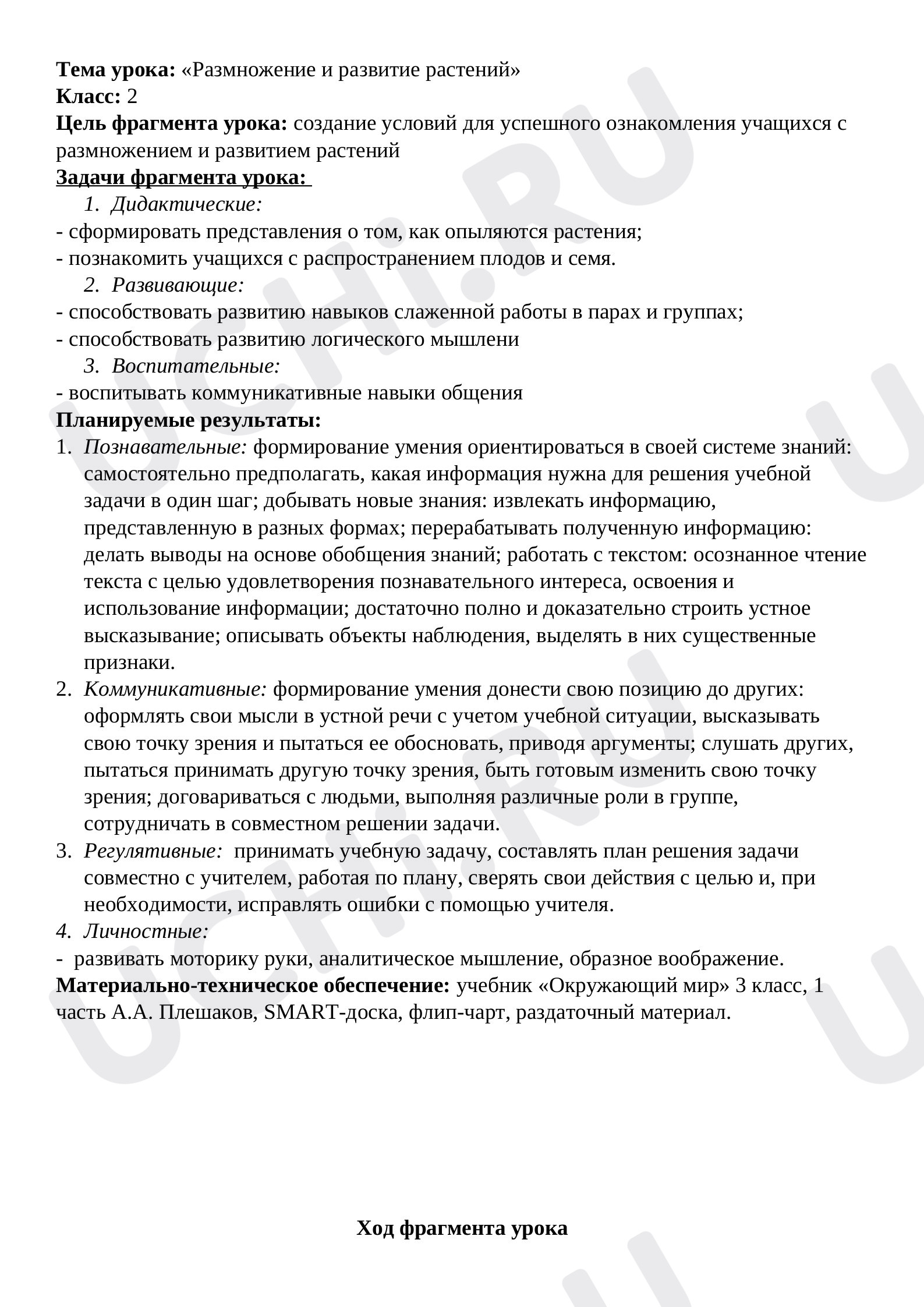 Конспект урока по ручному труду «Поделка из природного материала»