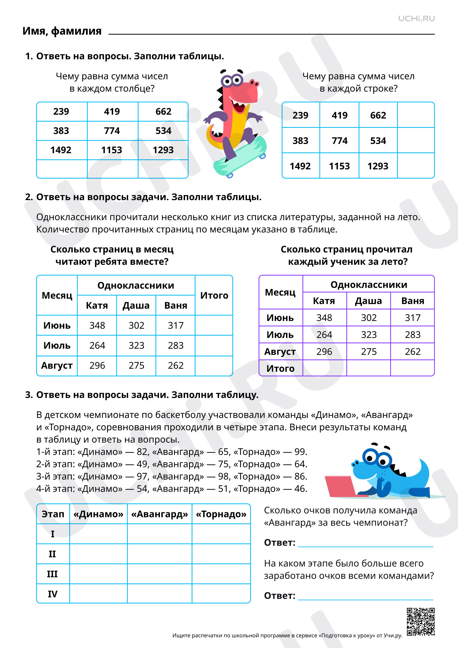 Предпросмотр материала Суммирование данных строки, столбца данной таблицы. Базовый уровень