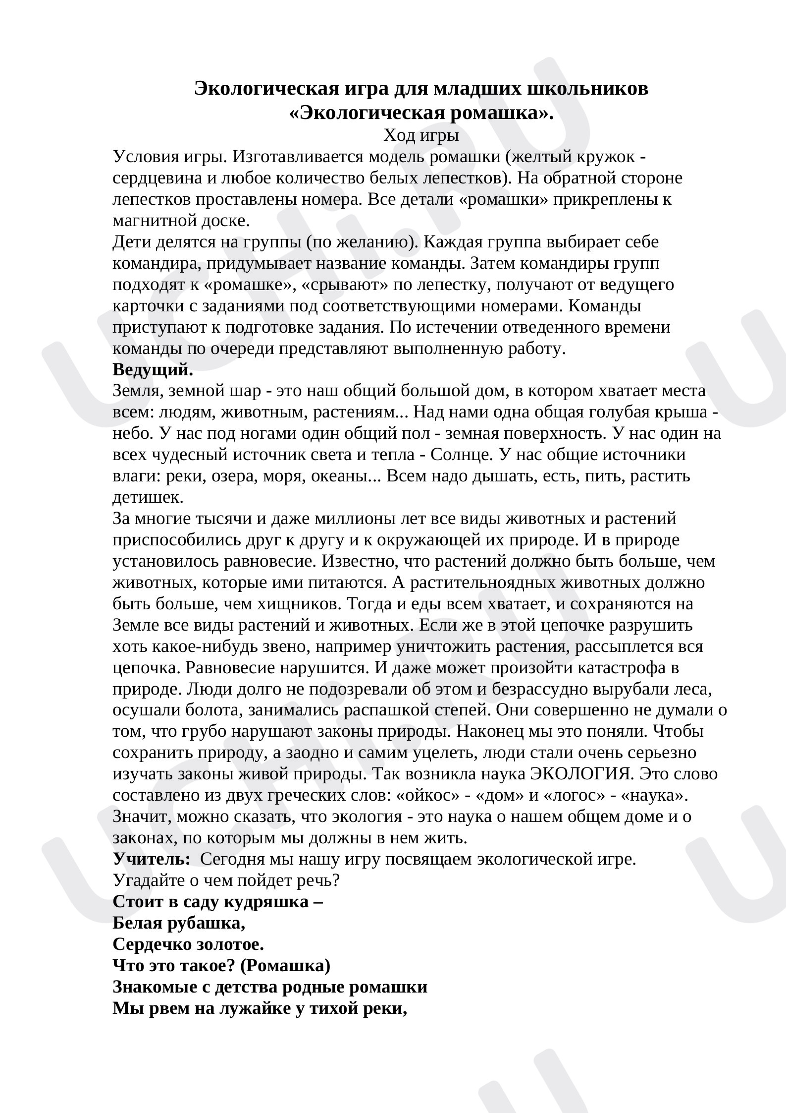 Предпросмотр материала Экологическая ромашка