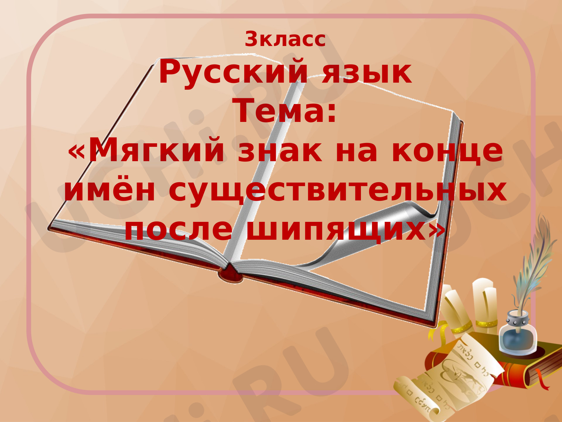 Предпросмотр материала Мягкий знак на конце имён существительных после шипящих