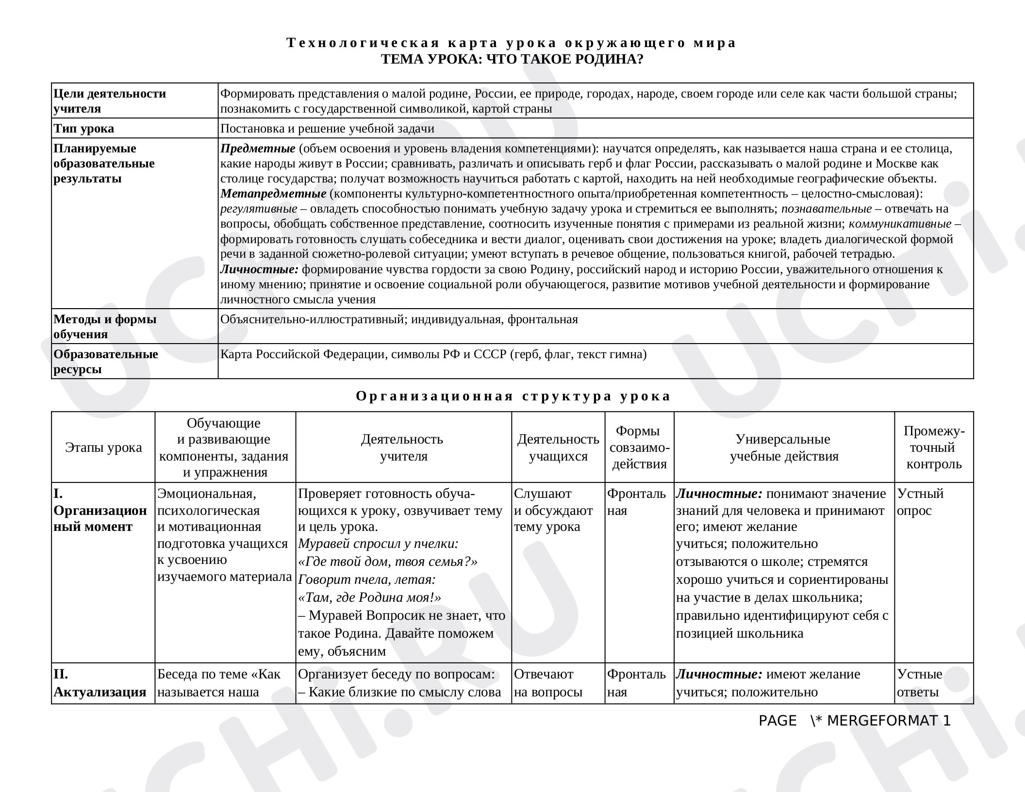 Предпросмотр материала Что такое Родина?