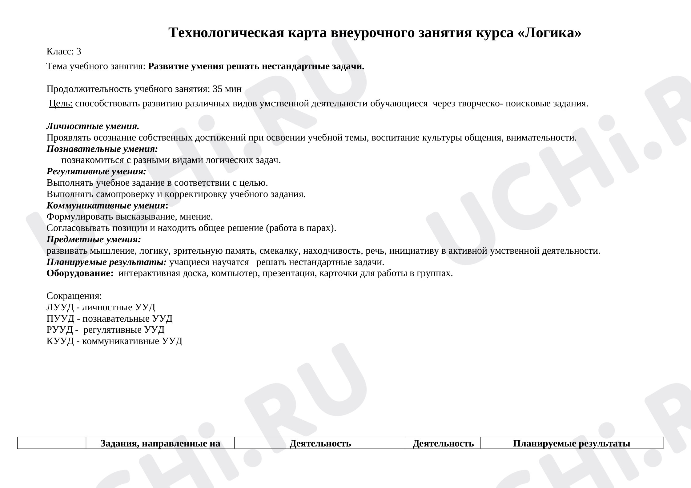 Предпросмотр материала Развитие умения решать нестандартные задачи.