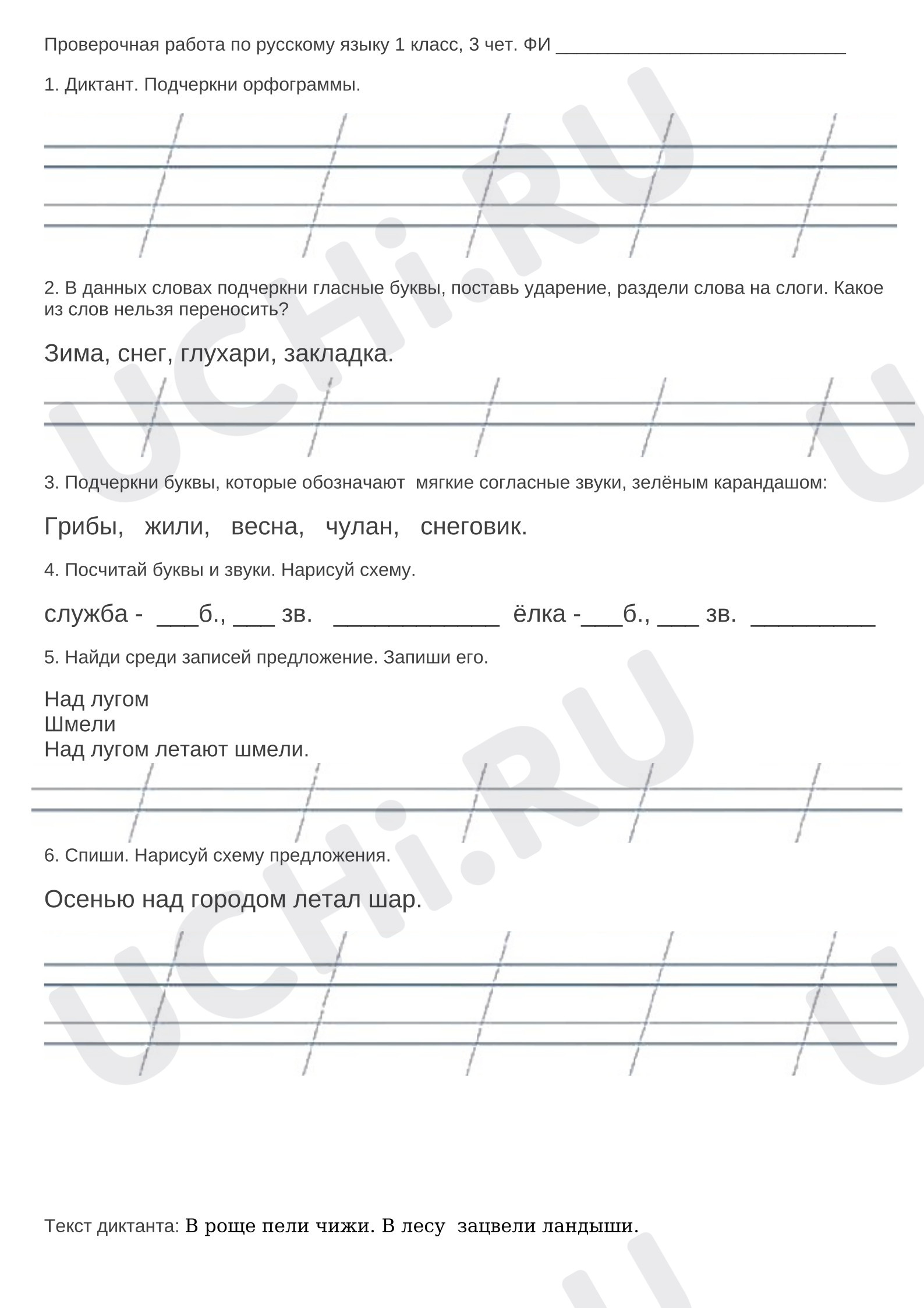 Предпросмотр материала Проверочная работа по русскому языку.