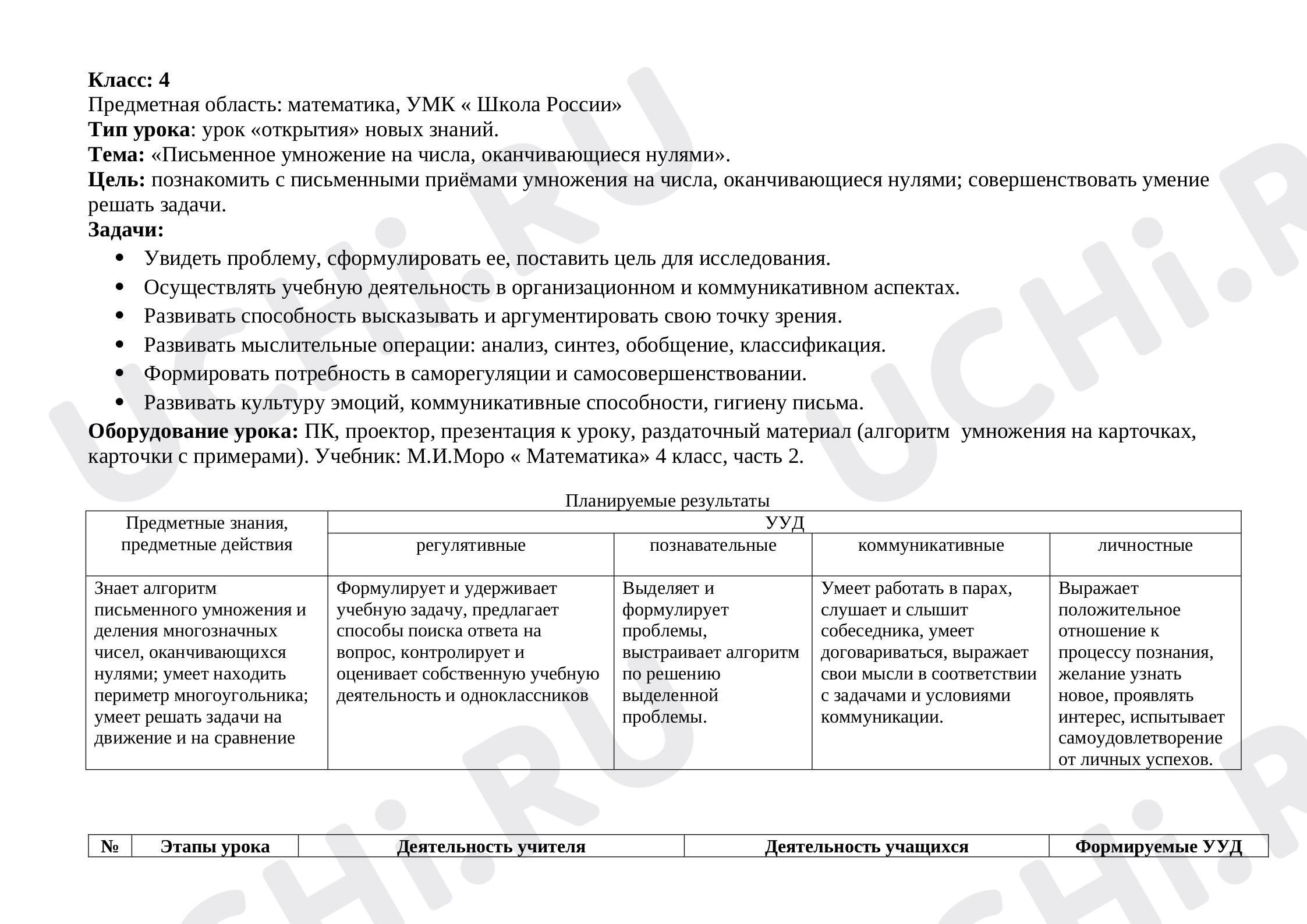Предпросмотр материала Письменное умножение на числа, оканчивающиеся нулями