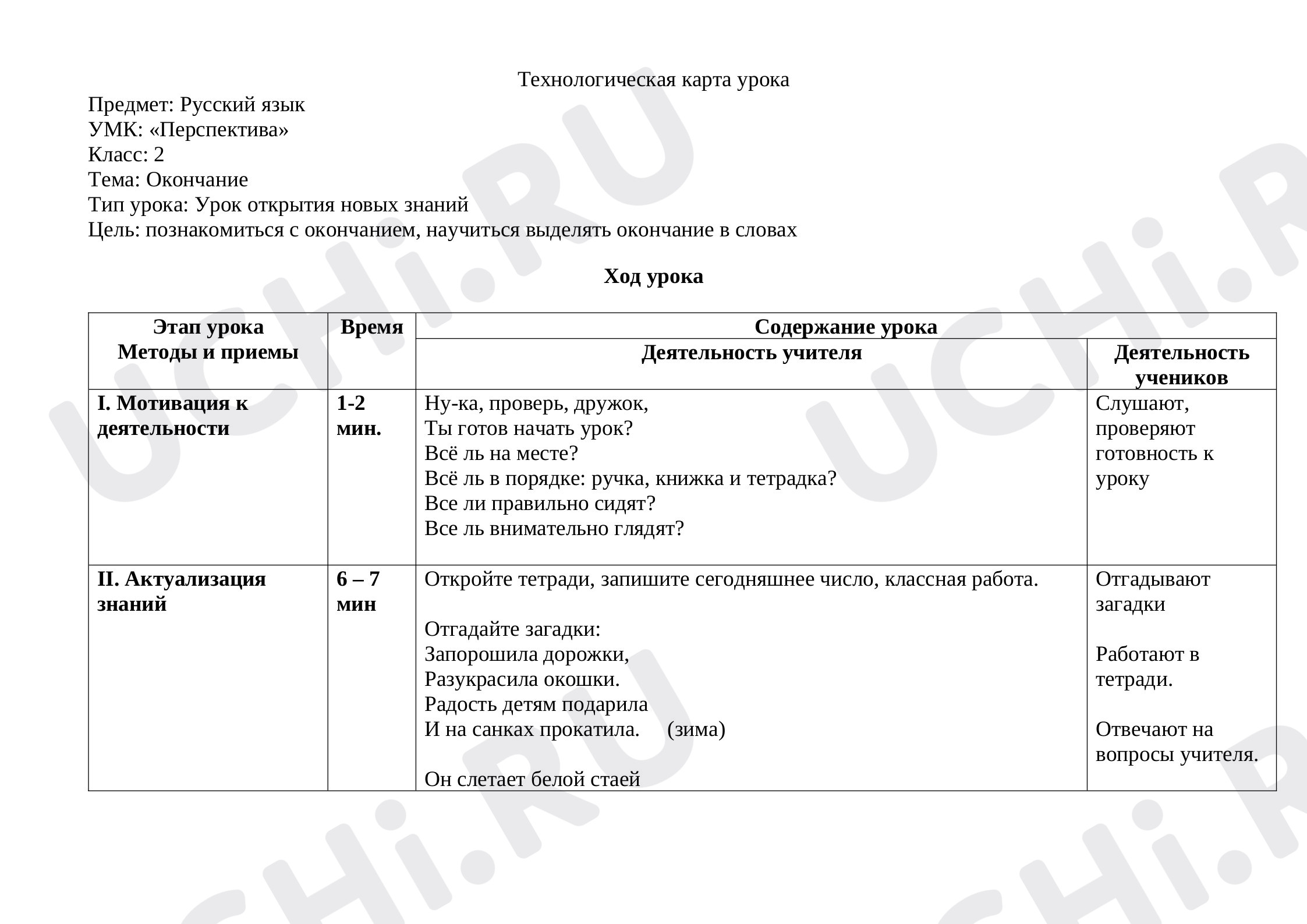 Предпросмотр материала Окончание