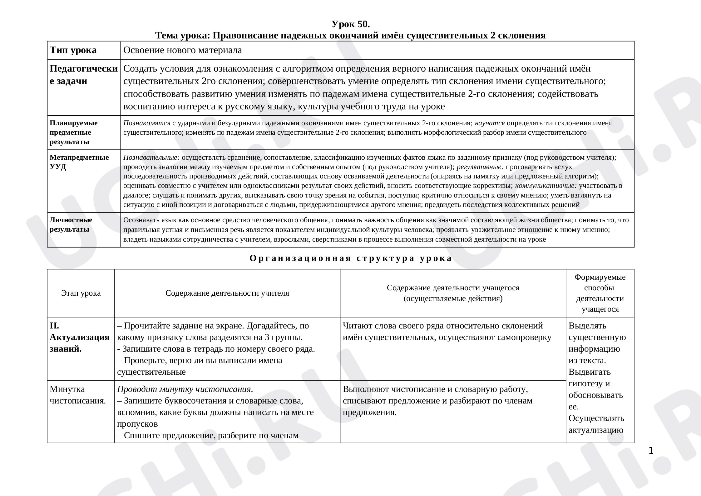Предпросмотр материала Правописание падежных окончаний имён существительных 2 склонения
